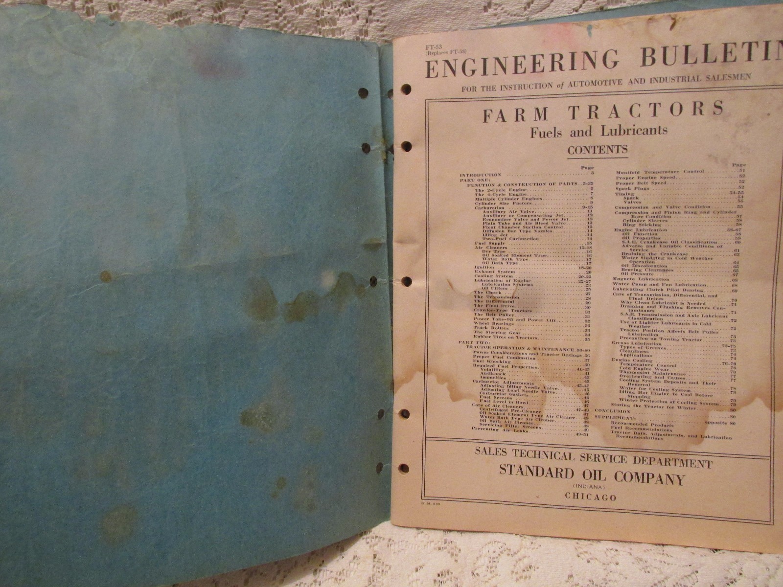Vintage Engineering Bulletin « Farm Tractors Lubricants » Standard Oil