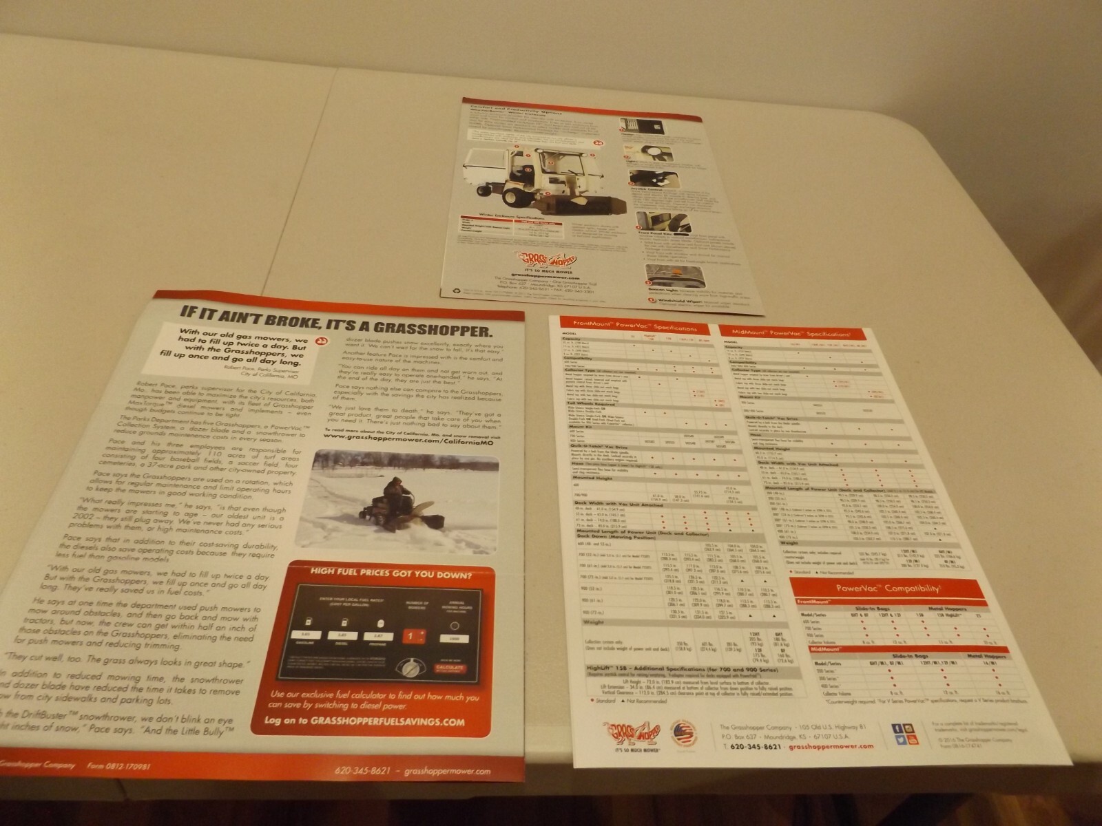 3-pc. GRASSHOPPER TUFF-CARE, SNOW REMOVAL, POWERVAC SYSTEMS, 2011, 2011, 2016