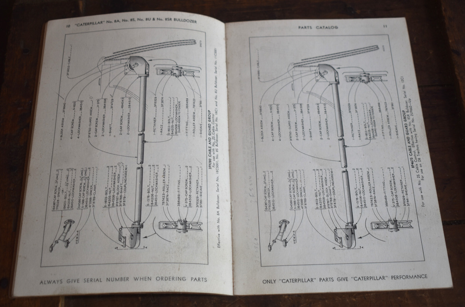1950s Caterpillar No 8A 8S 8U 8SR Bulldozer Parts Master Catalog