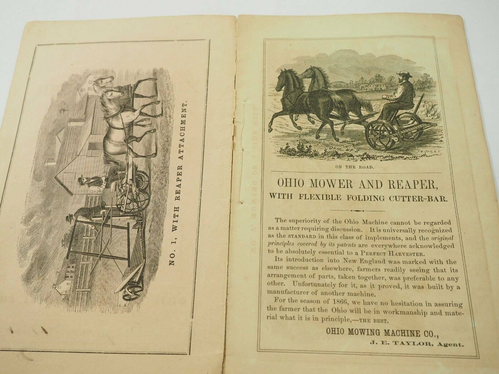 Ohio Mower Reaper & Taylor Patent Hay tender 18 page advertising pamphlet 1866