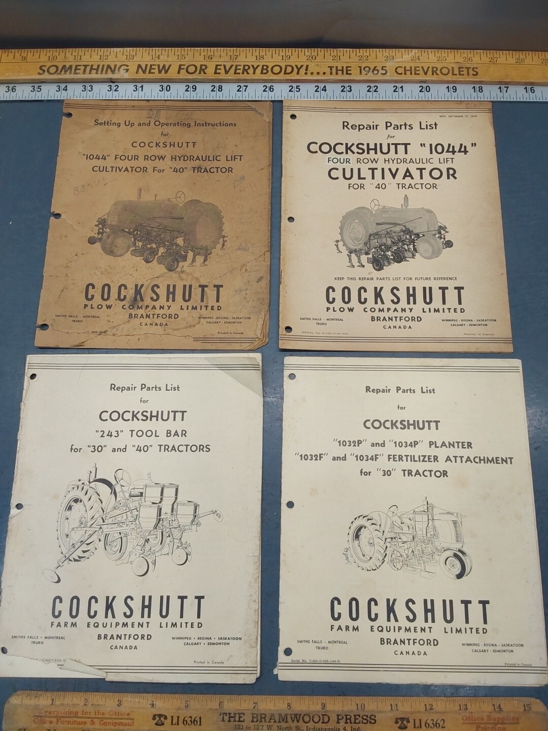 4/PACK Original Cockshutt 1044 Cultivator, 243 Toolbar, 1032p 1034p Planter