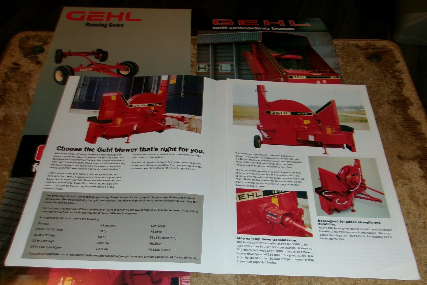 4-lot 1980&rsquo;s-90&rsquo;s gehl forage equipment 1 + 3 page brochures good used