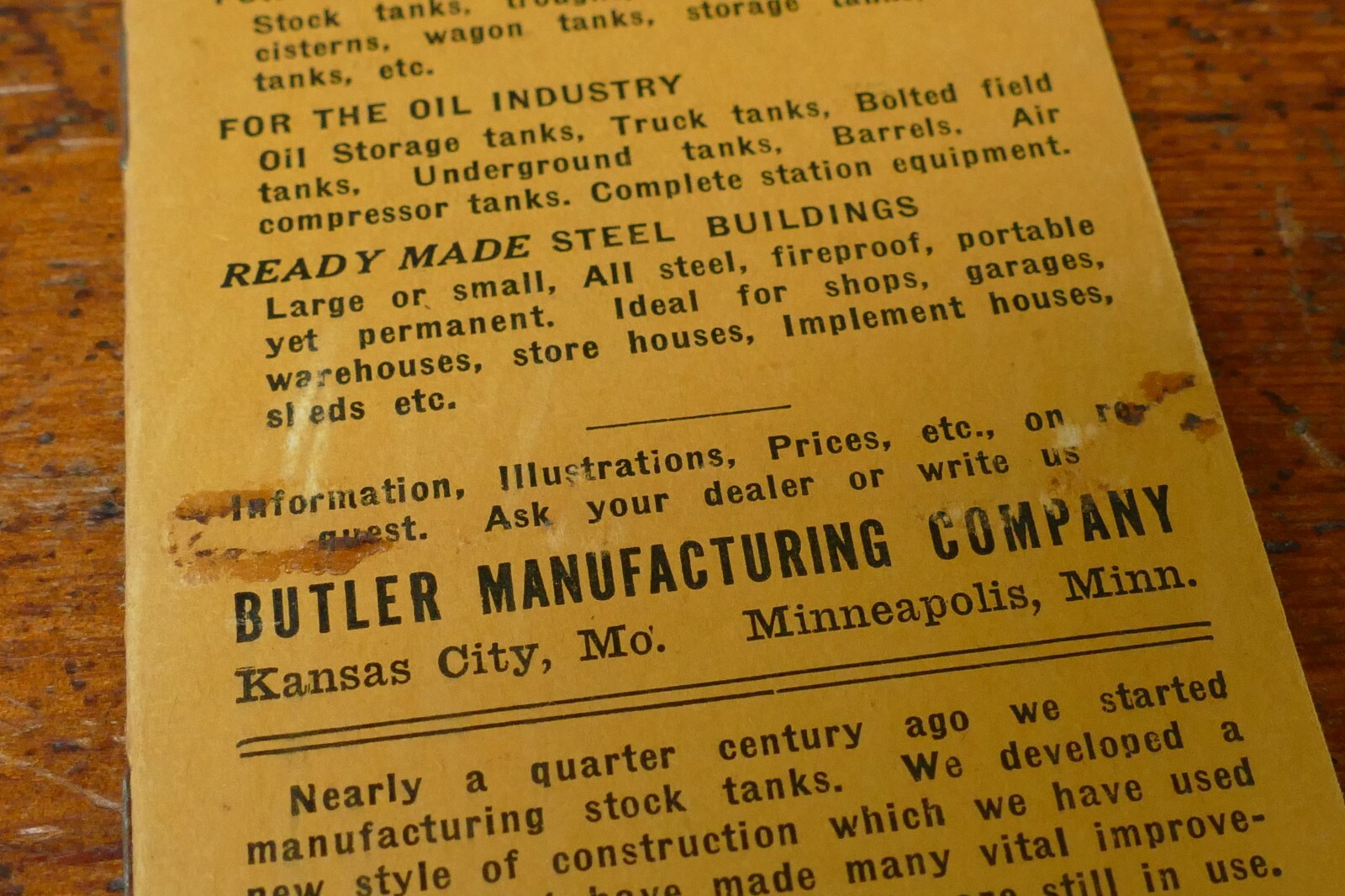 Vintage 1925/1926 Butler Mfg Co Steel Products Farm Buildings Notebook Unused