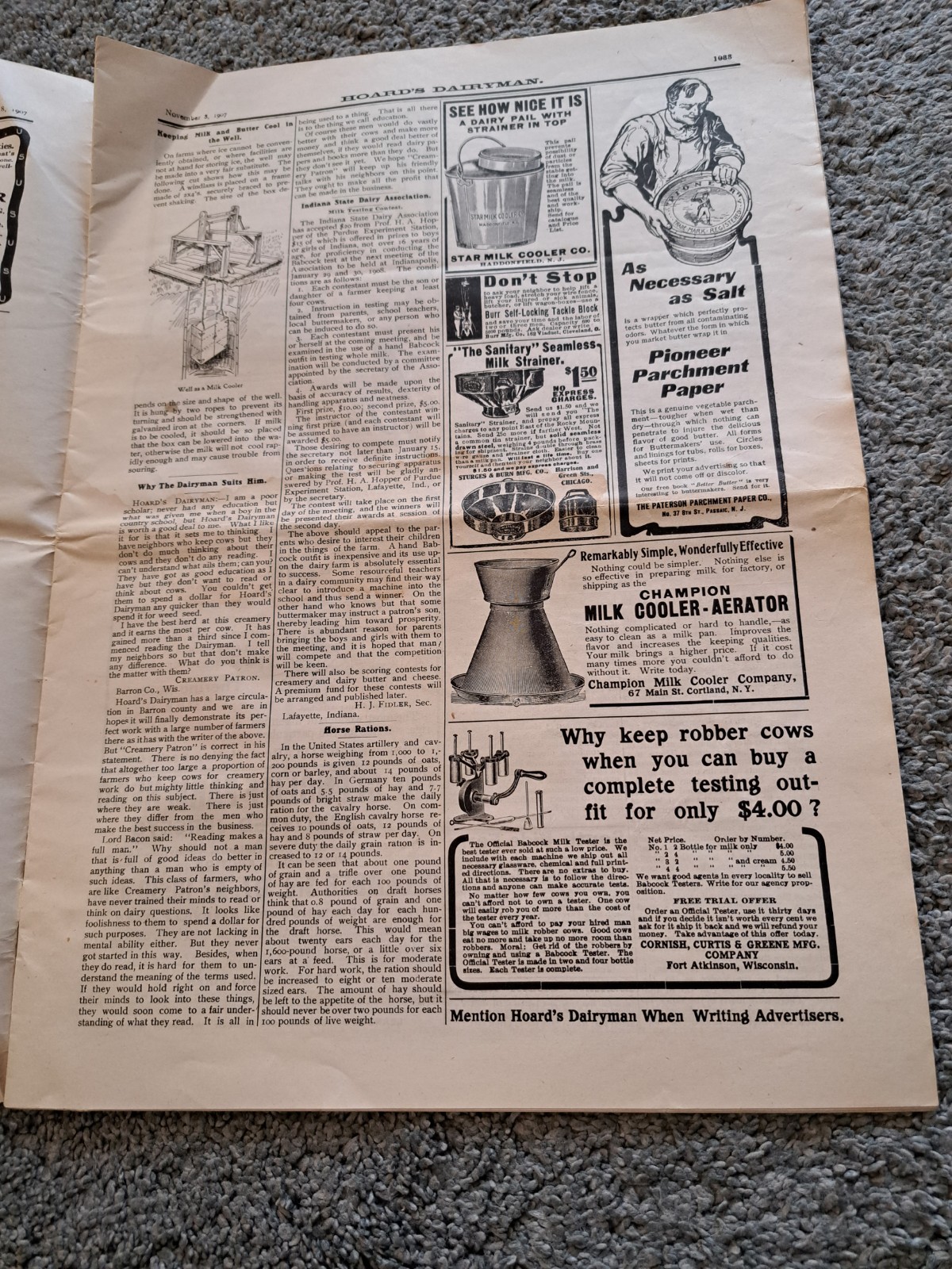 November 8 1907 Hoard&rsquo;s Dairyman Newspaper Dairy Farming Magazine