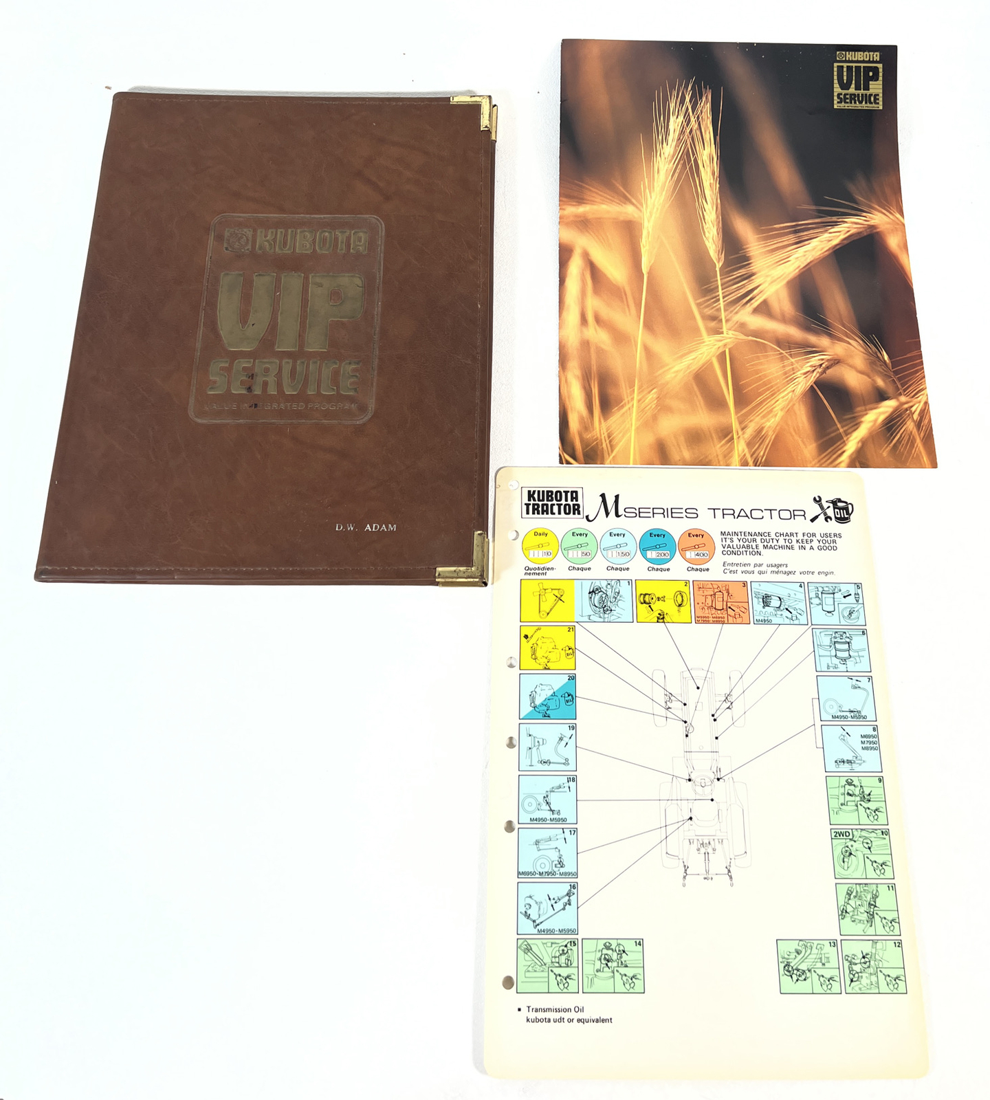Vintage Kubota VIP Service Leather Folder With Inserts, Tractors, Farming, Etc