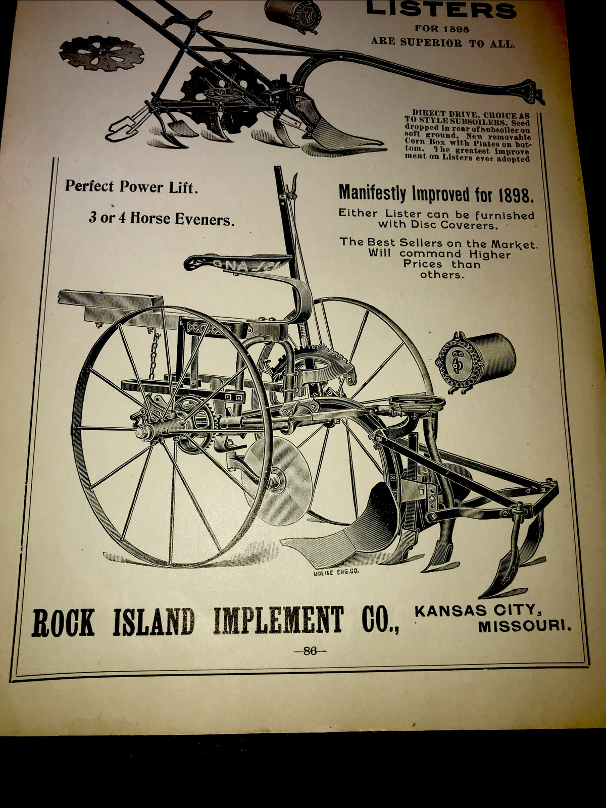 1898 Rock Island Implement Farm Advertising – Kansas City – Missouri
