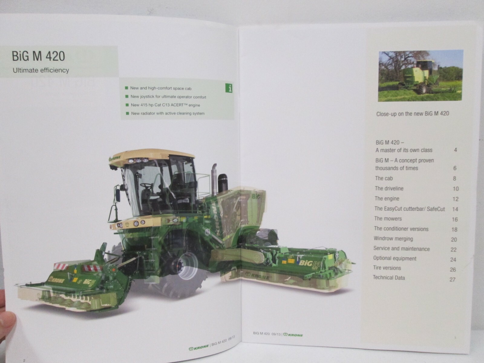 Krone Big M 420 Mower Conditioner Tractor Sales Brochure Agriculture 2013 Specs