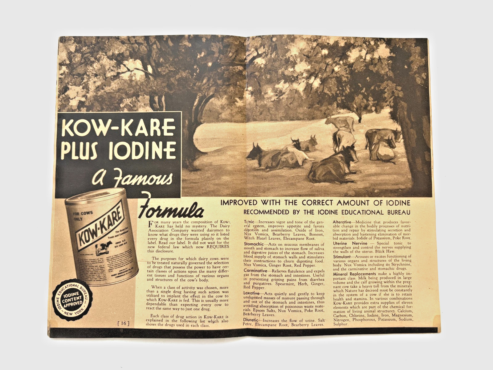 1939-40 Booklet « Home Help for Dairy Cows » w/ Formula « Kow-Kare » *