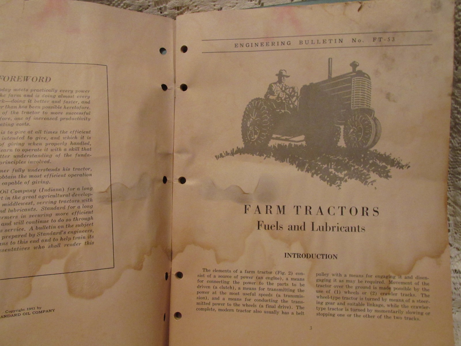 Vintage Engineering Bulletin « Farm Tractors Lubricants » Standard Oil