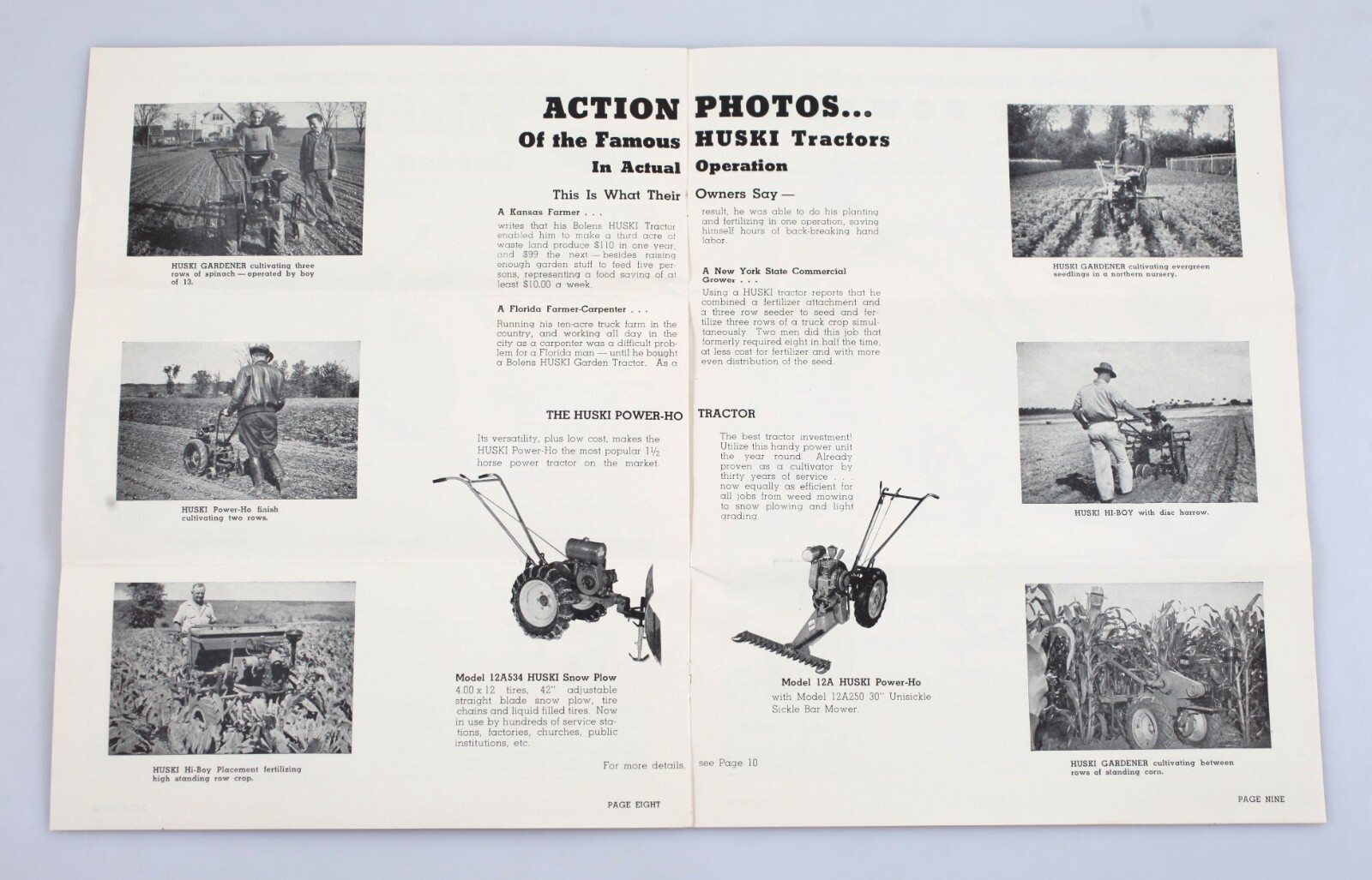 Vintage 1947 Bolens Huski Tractors Brochure Husky Port Washington Wisconsin