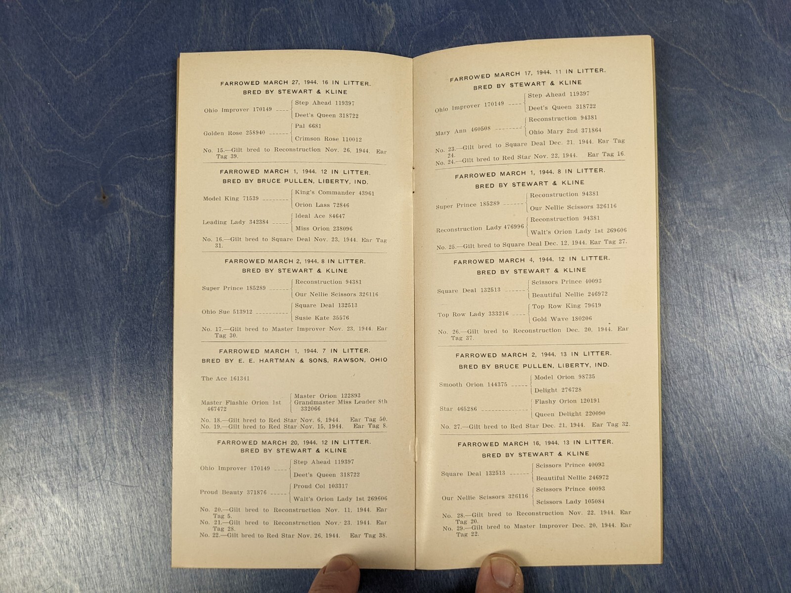 1945 Duroc Bred Gilt Hog Sale Auction Brochure – Brumbaugh Implement Eaton Ohio