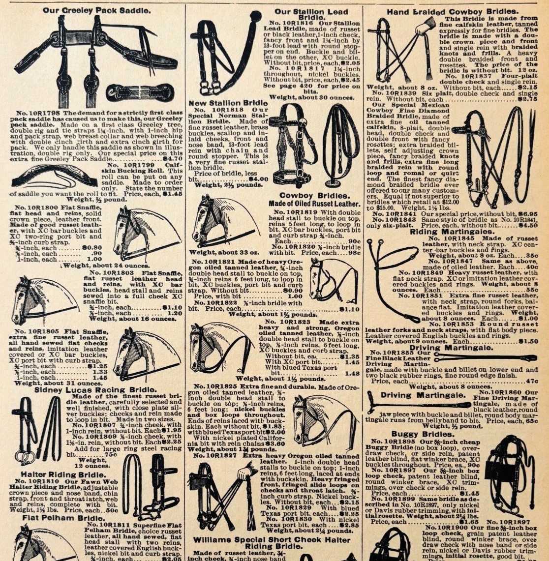 1901 Horse Bridles & Halters Reproduction Advertisement Sears Agriculture DWW9A