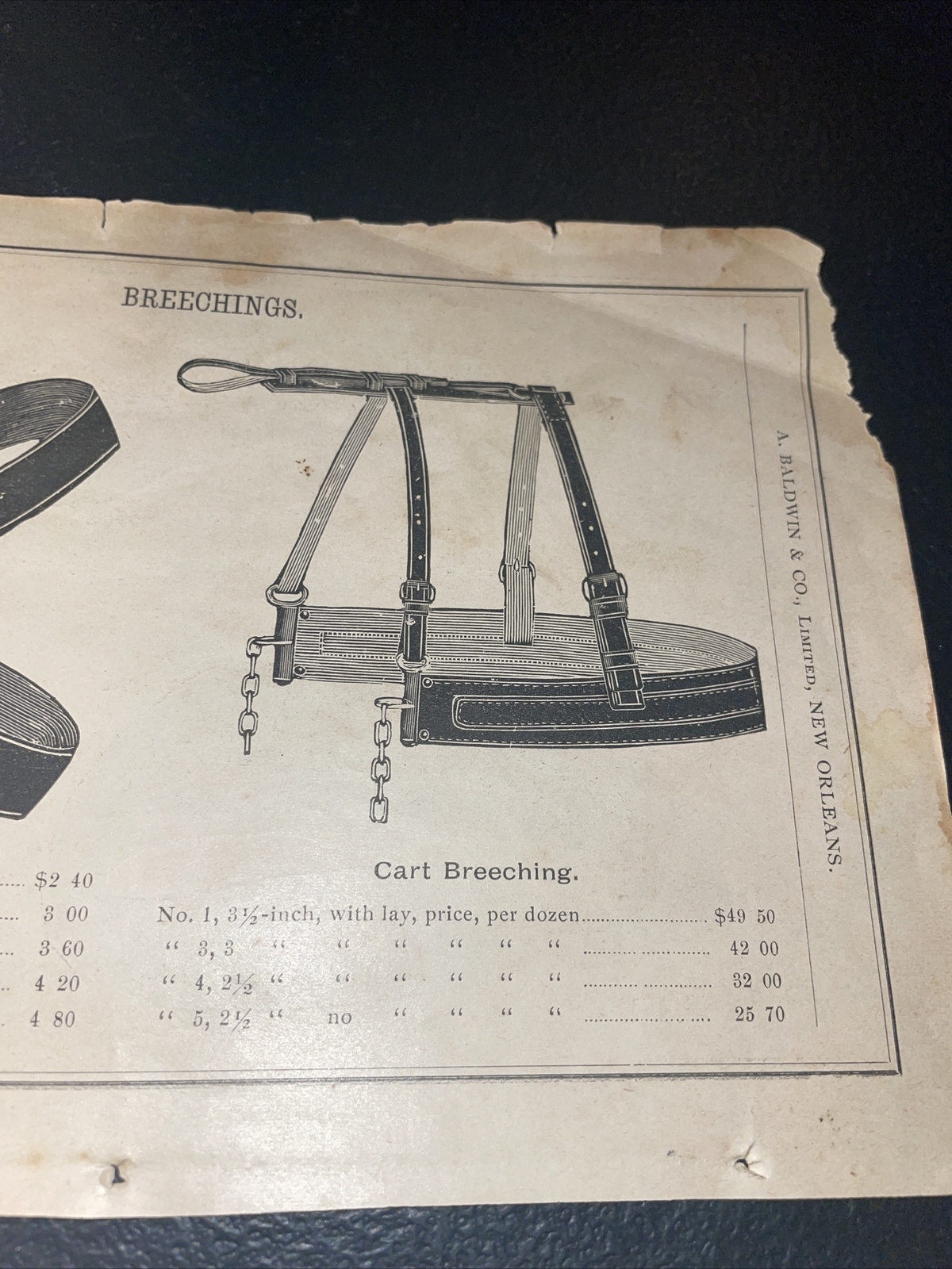 1891 Baldwin – Wagon & Cart Breechings – Farm Advertising – New Orleans