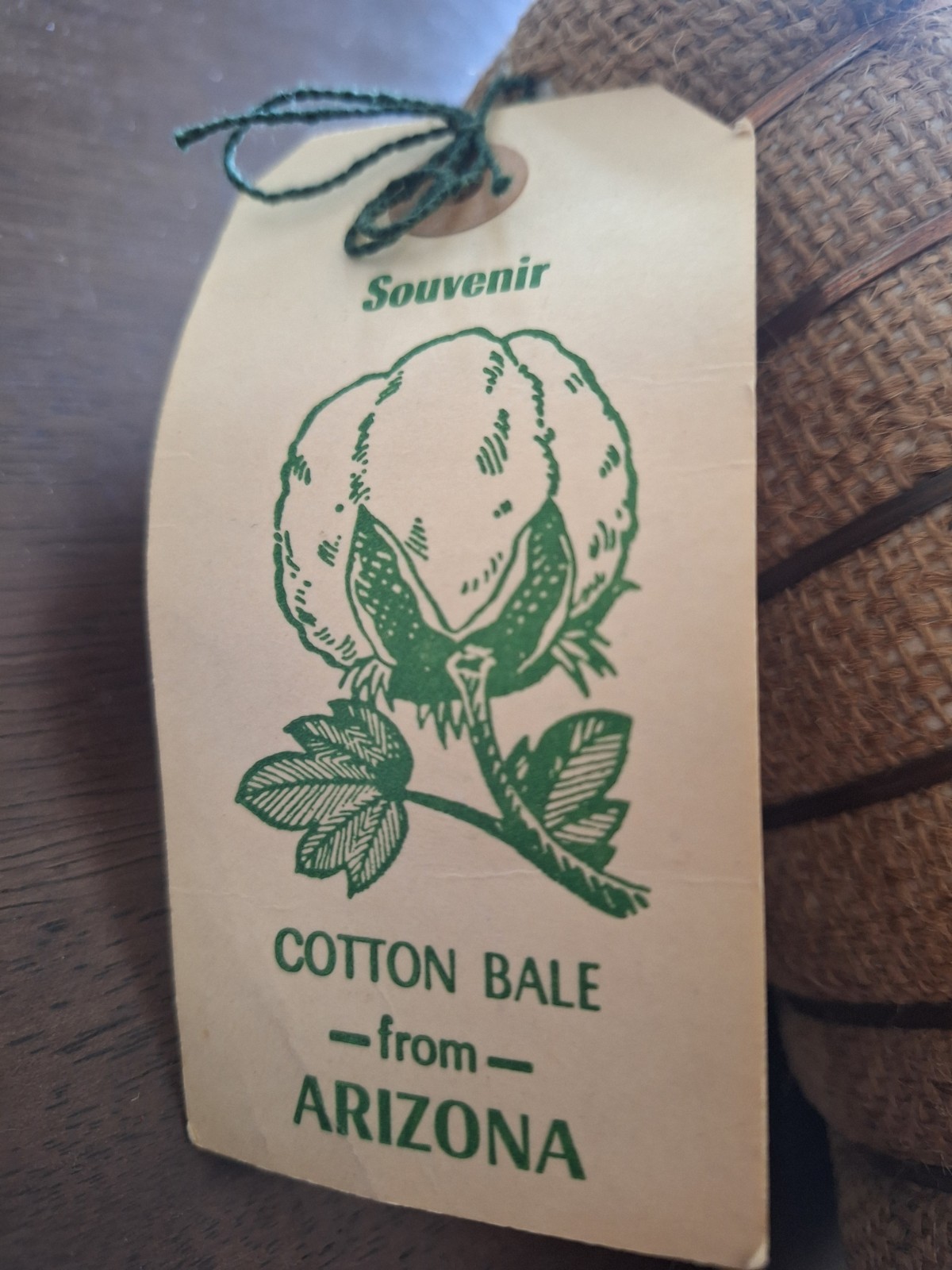 ARIZONA COTTON BALE SOUVENIR-VINTAGE 7&Prime; HIGH WIRE BANDED PIMA COTTON-ADORABLE PC