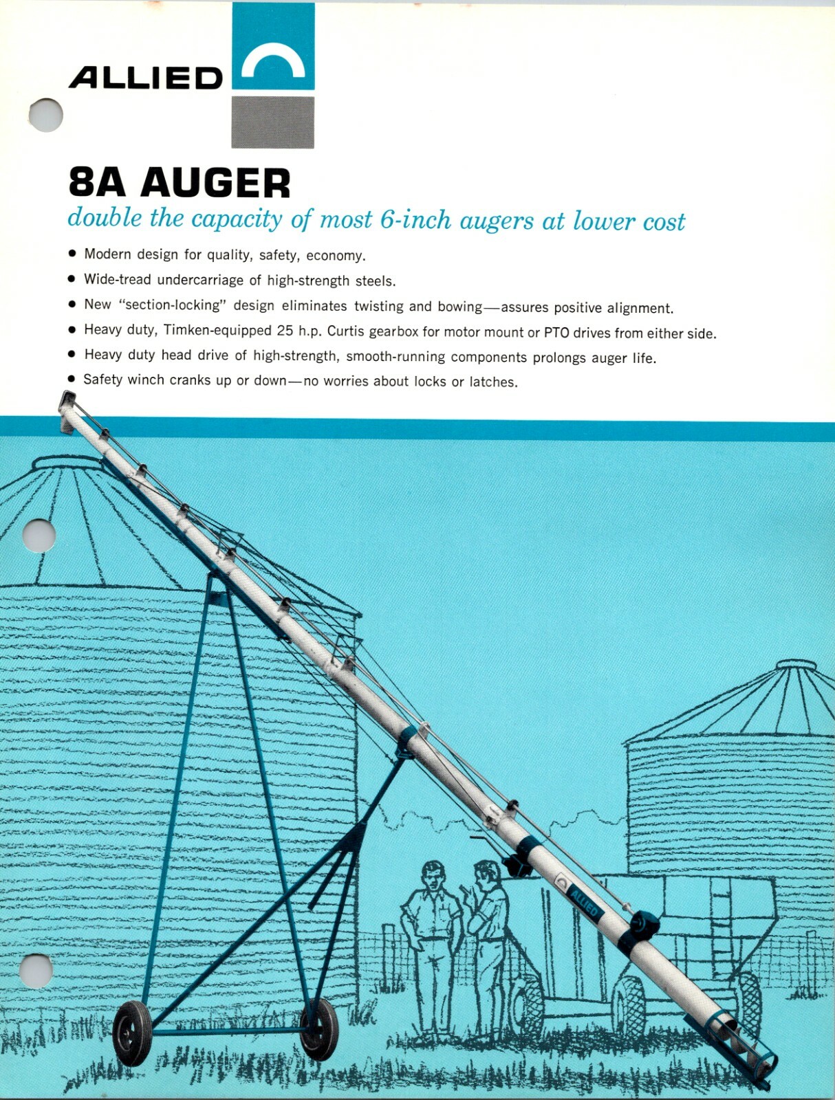 Vintage Allied 8A Grain Auger Chicago IL Sales & Dealer Advertising Brochure