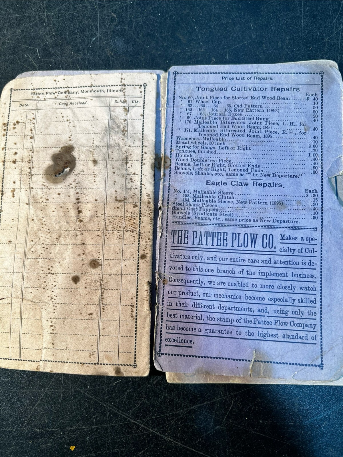1900-1901 2 Horse Walking Cultivator booklet, PATTEE PLOW Co. Monmouth IL