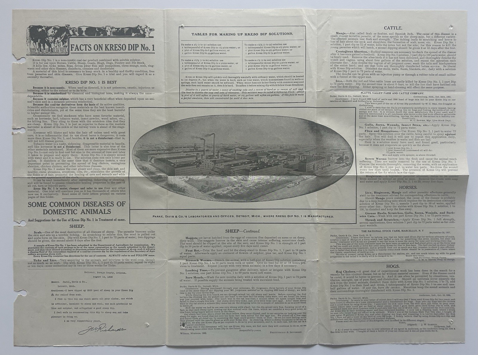 Vintage Kreso Dip No.1 Brochure Parke Davis Livestock Poultry Vet