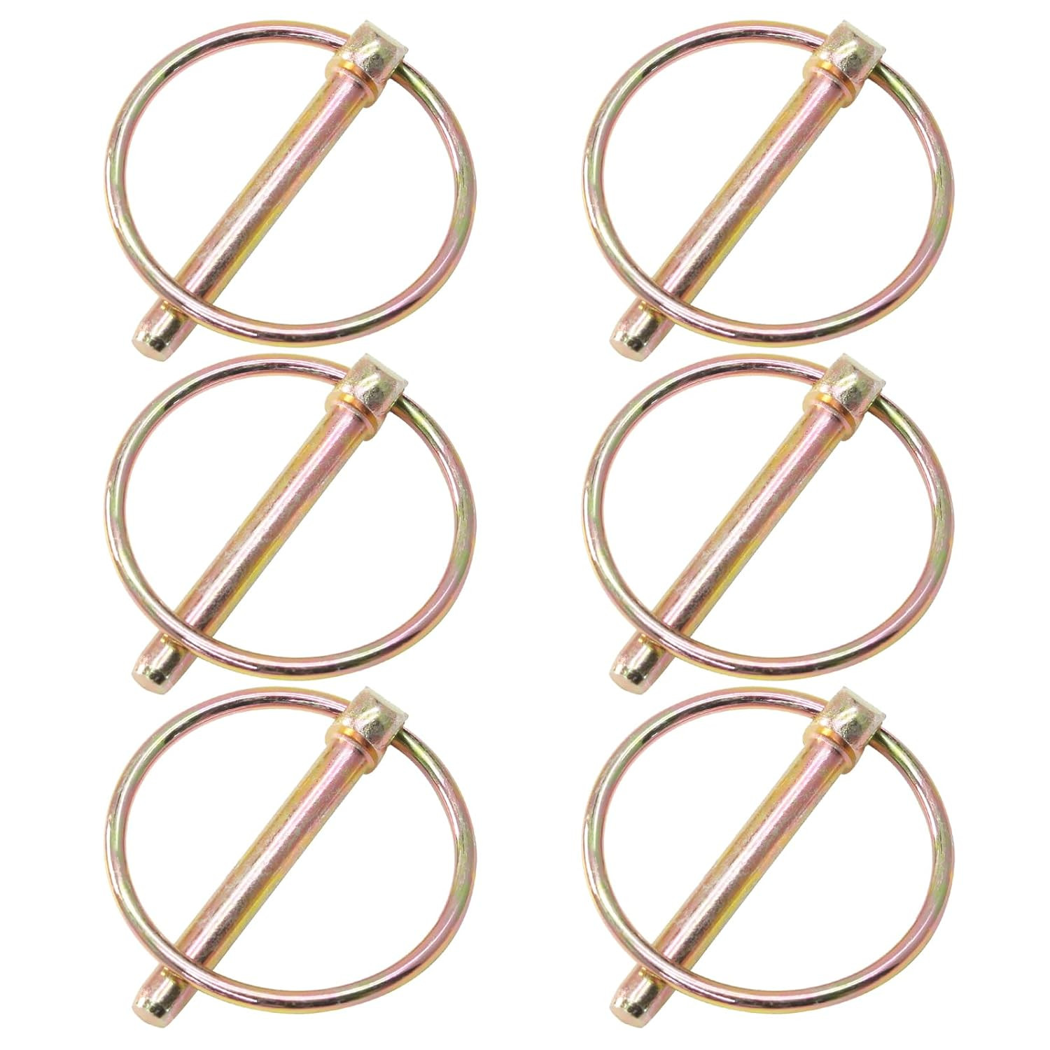 6 Pcs 1/4 Inch Lynch Pin with Ring, Heavy Duty round Linch Pins Assortment for F