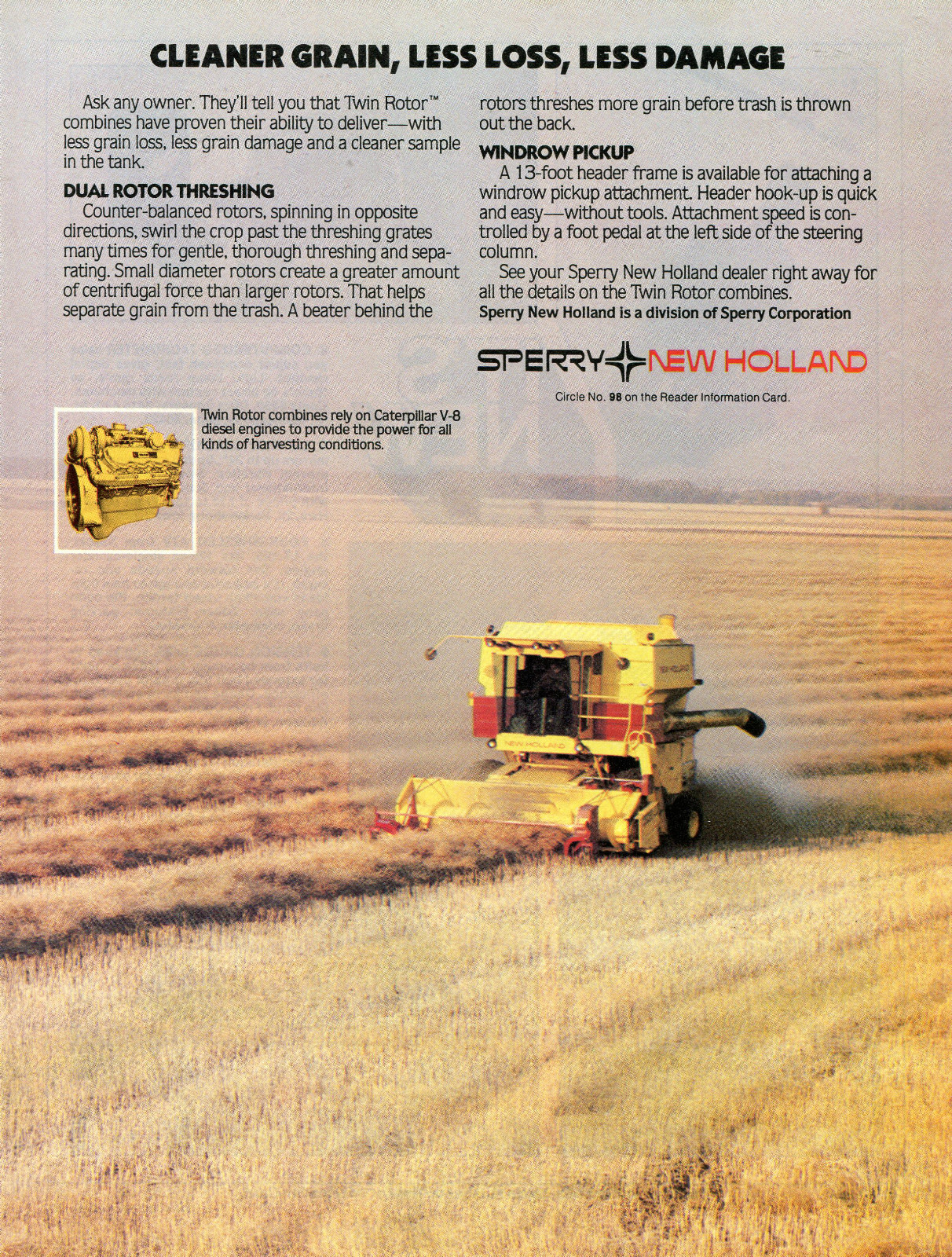 1983 Print Ad of Sperry New Holland Twin Rotor Combine Tractor