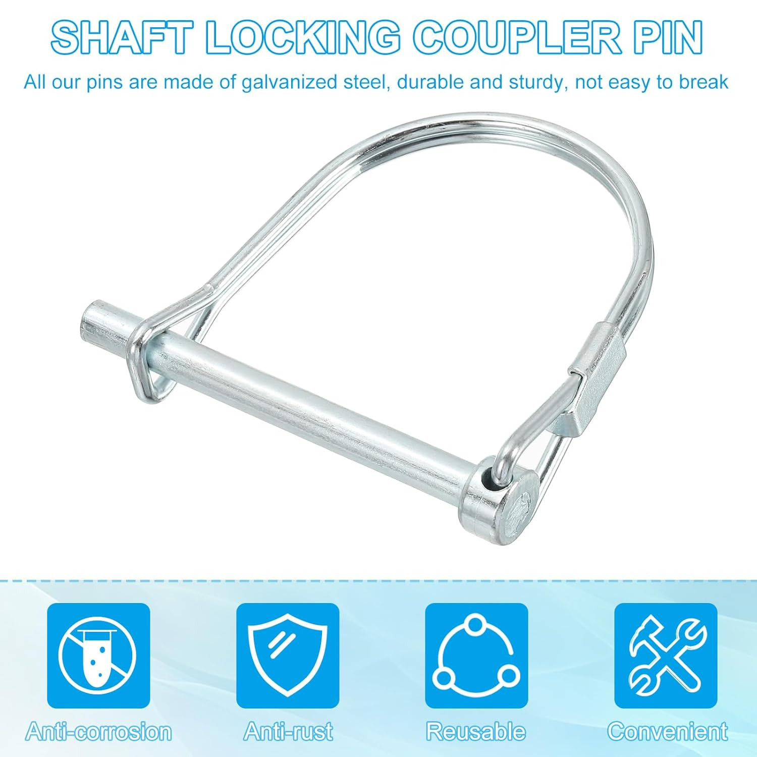 Trailer Coupler Pin 3/16×1-5/8×1.38&Prime;(D*L*IW), 6 Pcs Wire Lock Pin Safety Shaft L