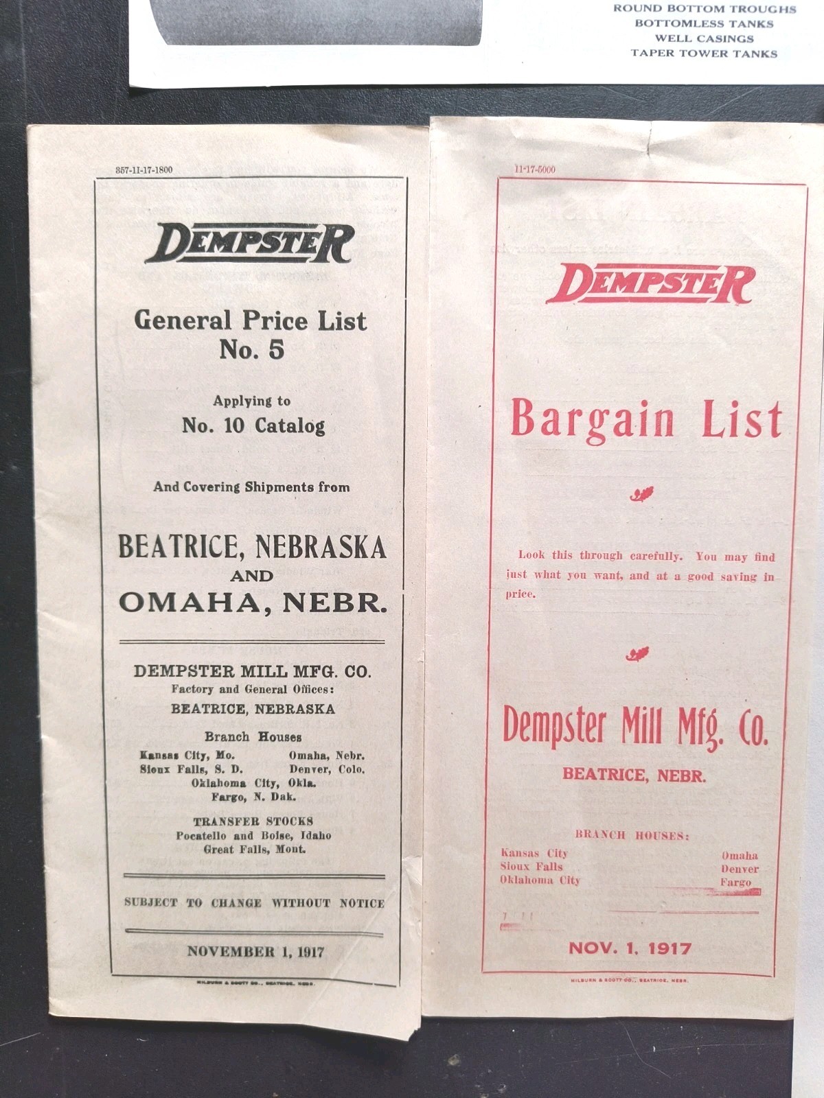1917 Dempster Farm Tool Sales Brochure And Price List 7pc Dealer Advertising Pic