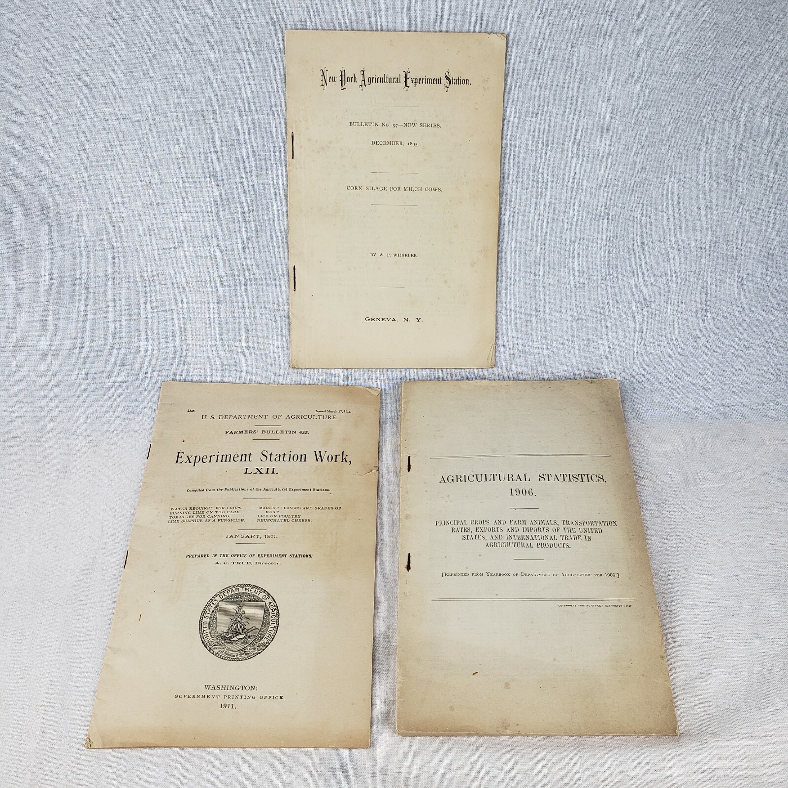 Antique Early 1900s Agriculture Statistics Booklets Farmer Bulletin Lot of 3