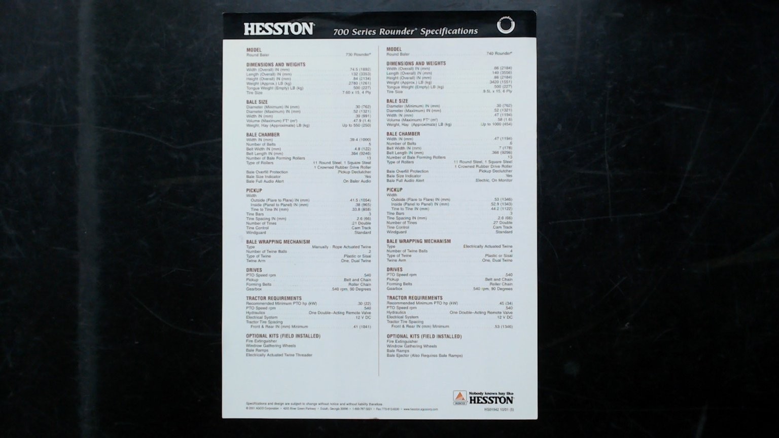 Hesston 700 Series Round Baler Brochure Vintage 2001 Agriculture