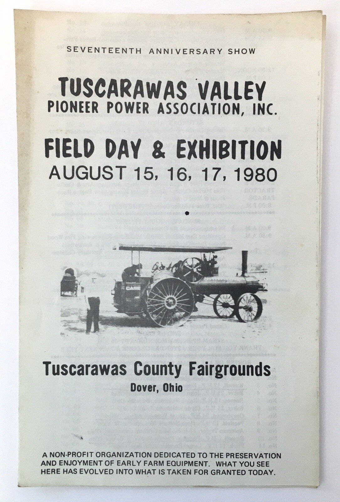 Tuscarawas Valley Pioneer Power 1980 Field Day & Exhibition Program Dover Ohio
