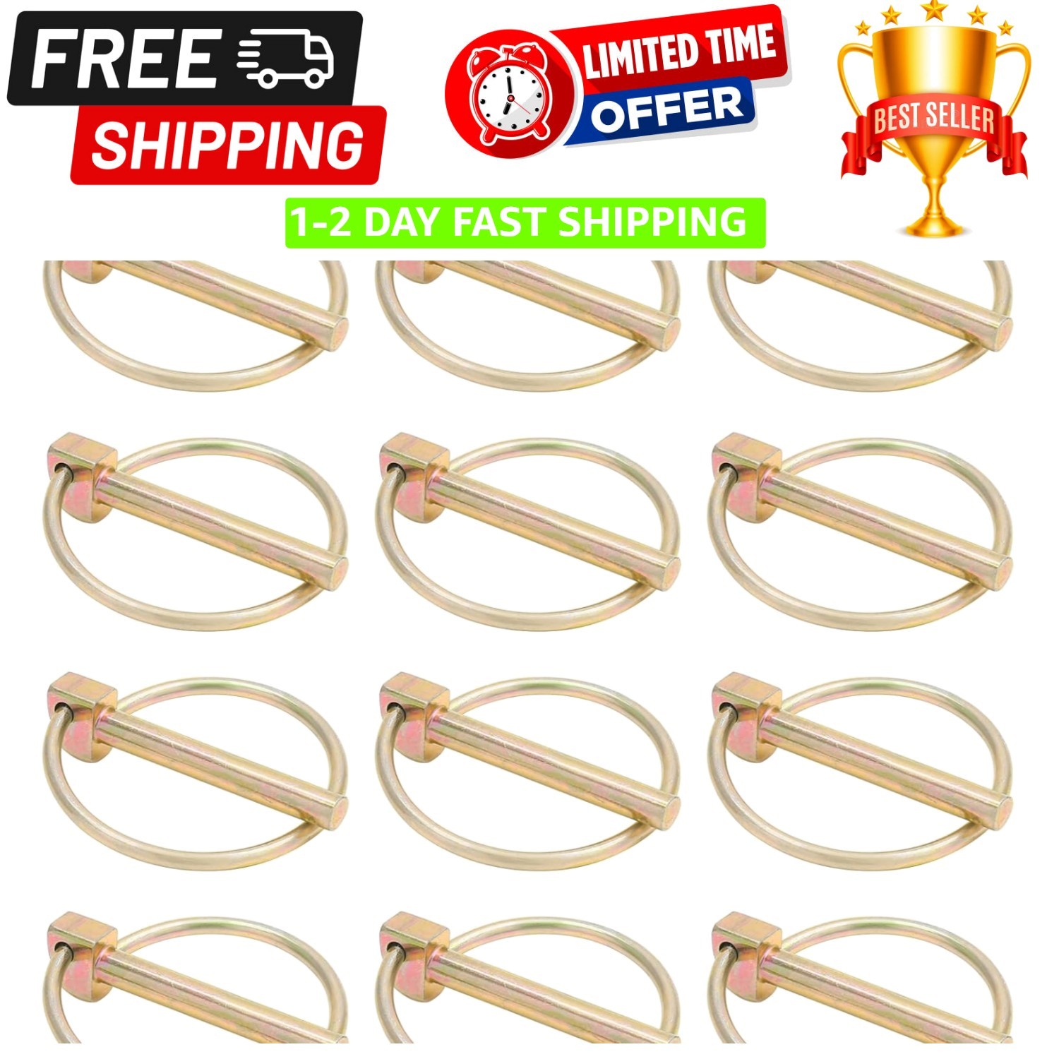 12Pcs 1/4 Inch Locking Pin with Ring, Round Hitch Pin Assortment Kit, Secure …