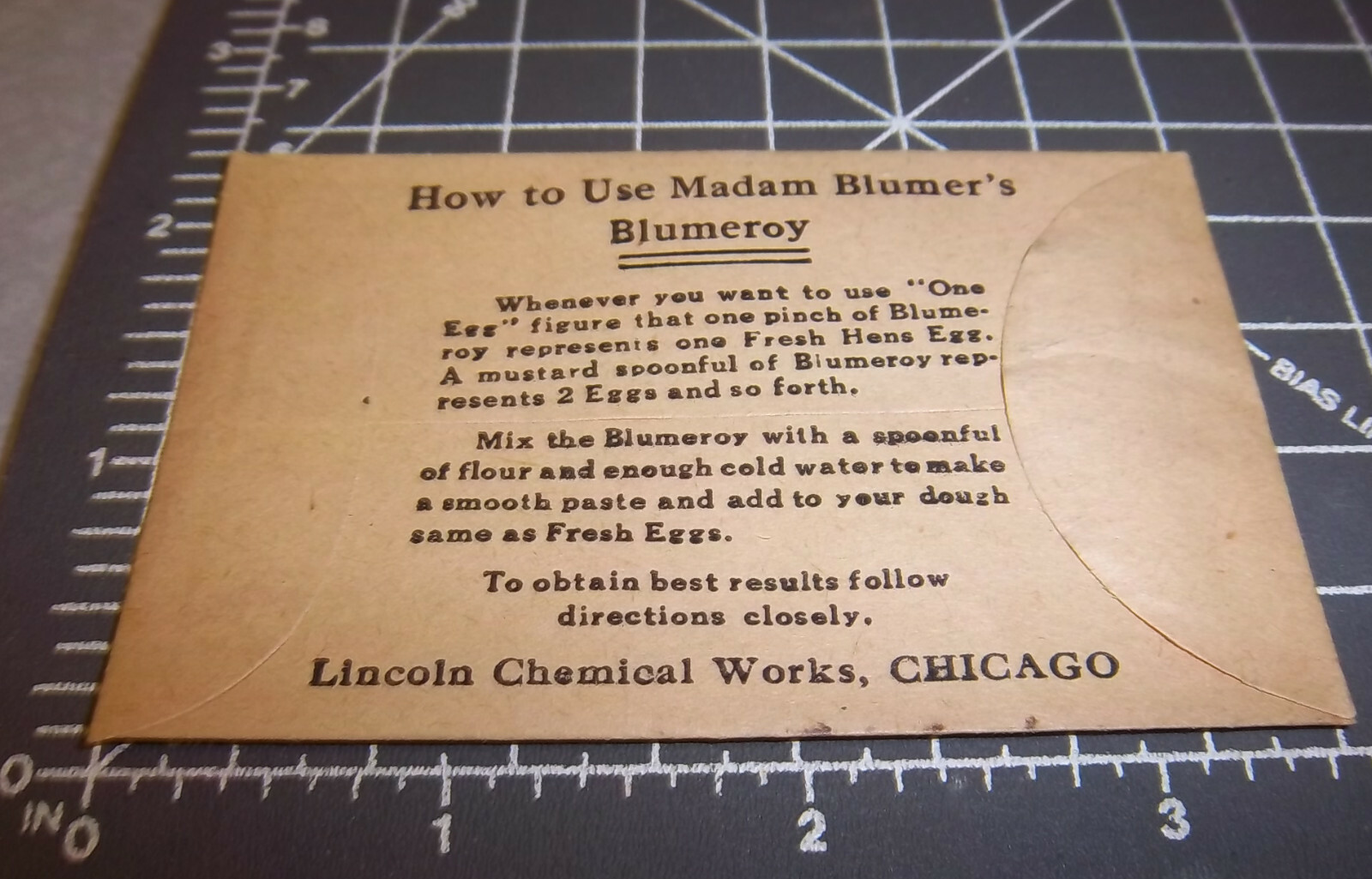 vintage 1910s Madam Blumers Egg Saver envelope, great graphics! Chicago