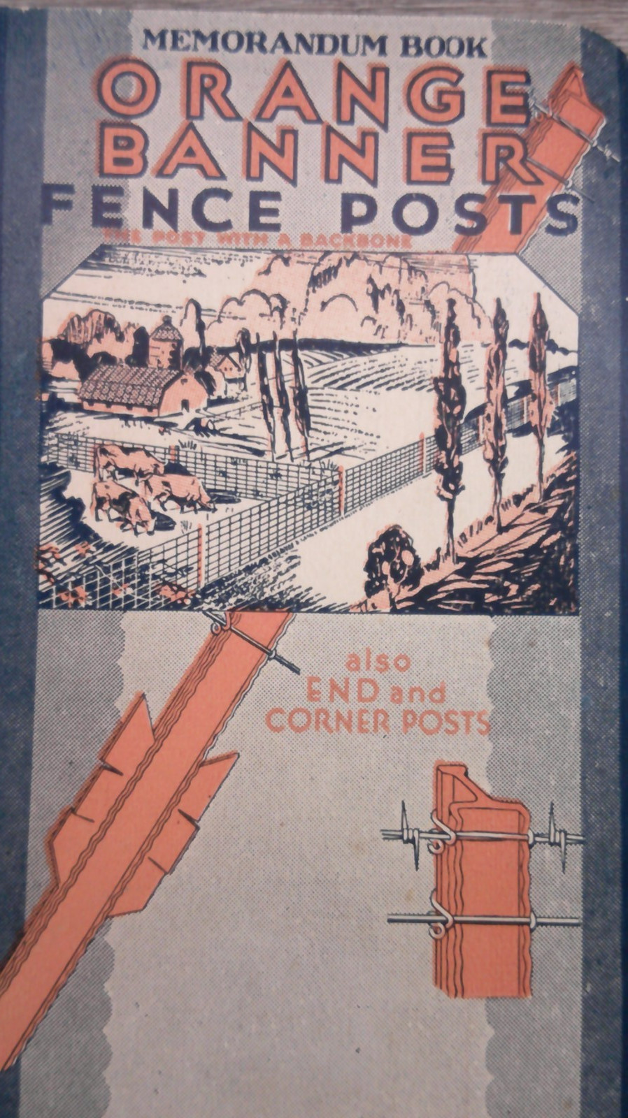 VTG 1932 Orange Banner Fence Post advertising note pad Weldon LBR. Co Weldon, IL