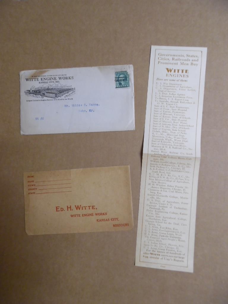 c.1910s Witte Stationary Farm Engine Paper Advertising Lot Kansas City Vintage