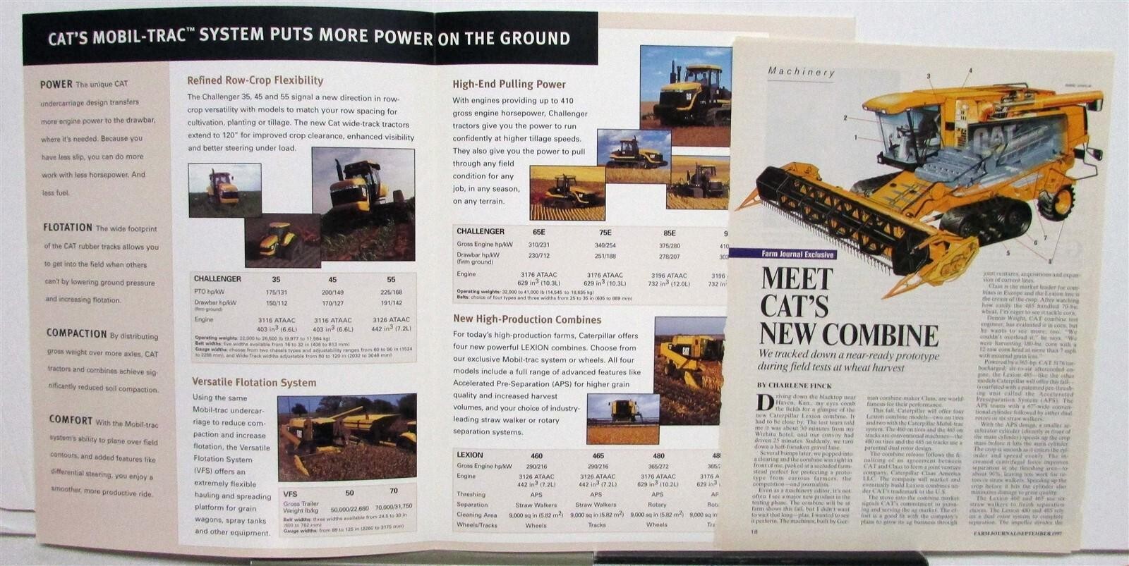 1998 Caterpillar Challenger Series Articulated Tractor Specs Sales Brochure