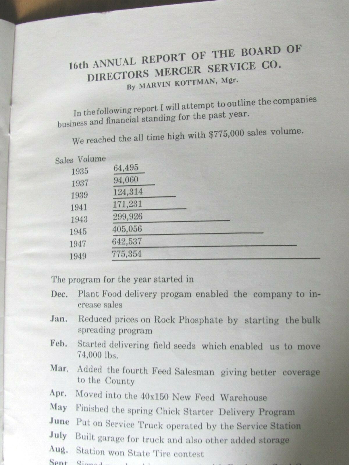 1950 MERCER COUNTY FARM BUREAU SERVICE & PRODUCERS ILLINOIS ANNUAL MEETING BOOK