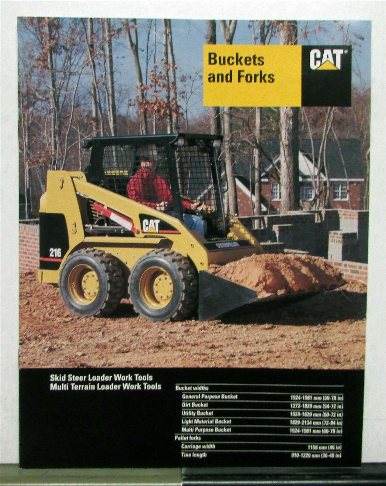 2004 Caterpillar Buckets & Forks Specifications Construction Sales Brochure