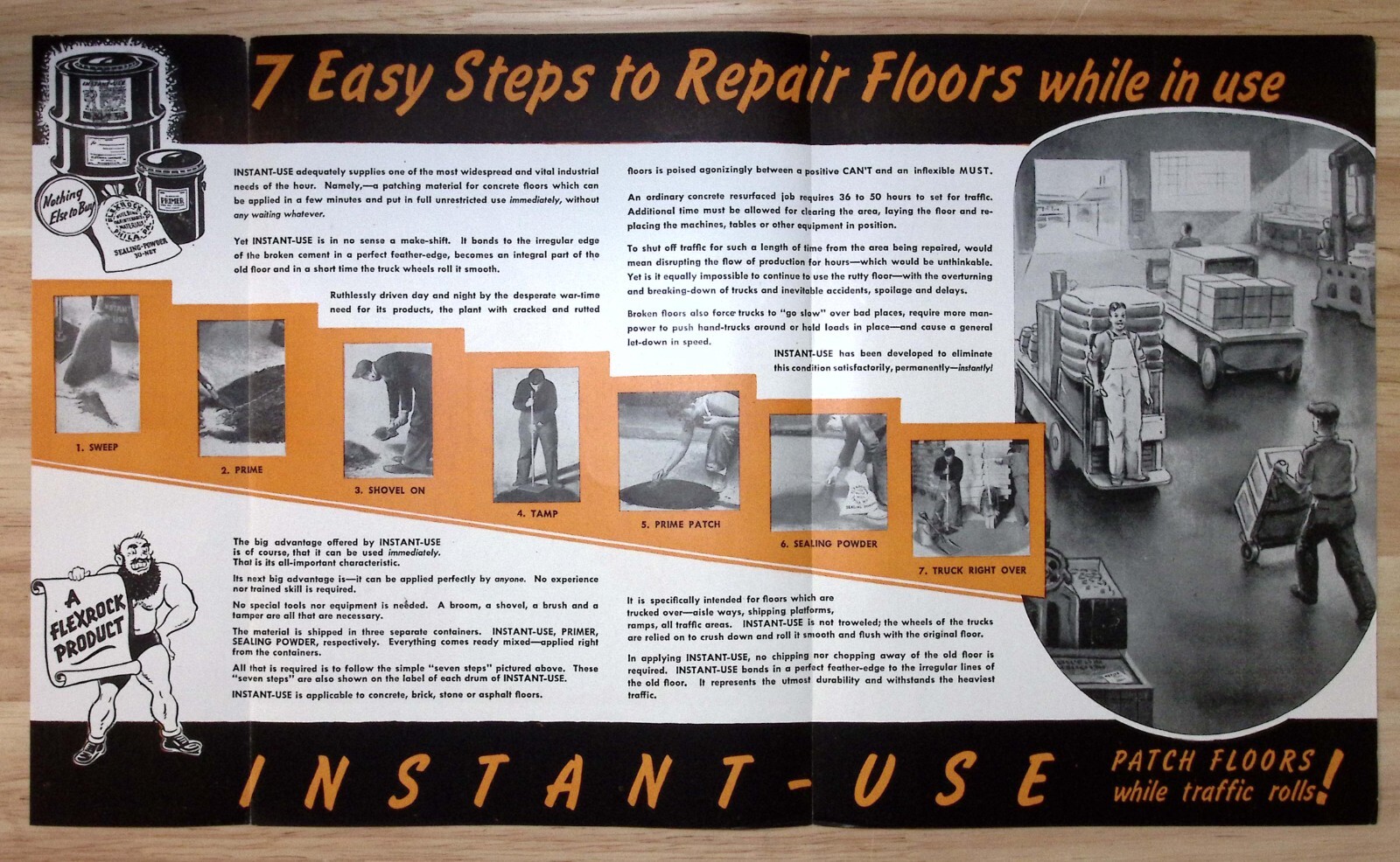 1944 Flexrock Company Insta Use Floor Patch Brochure Filbert & Cuthbert