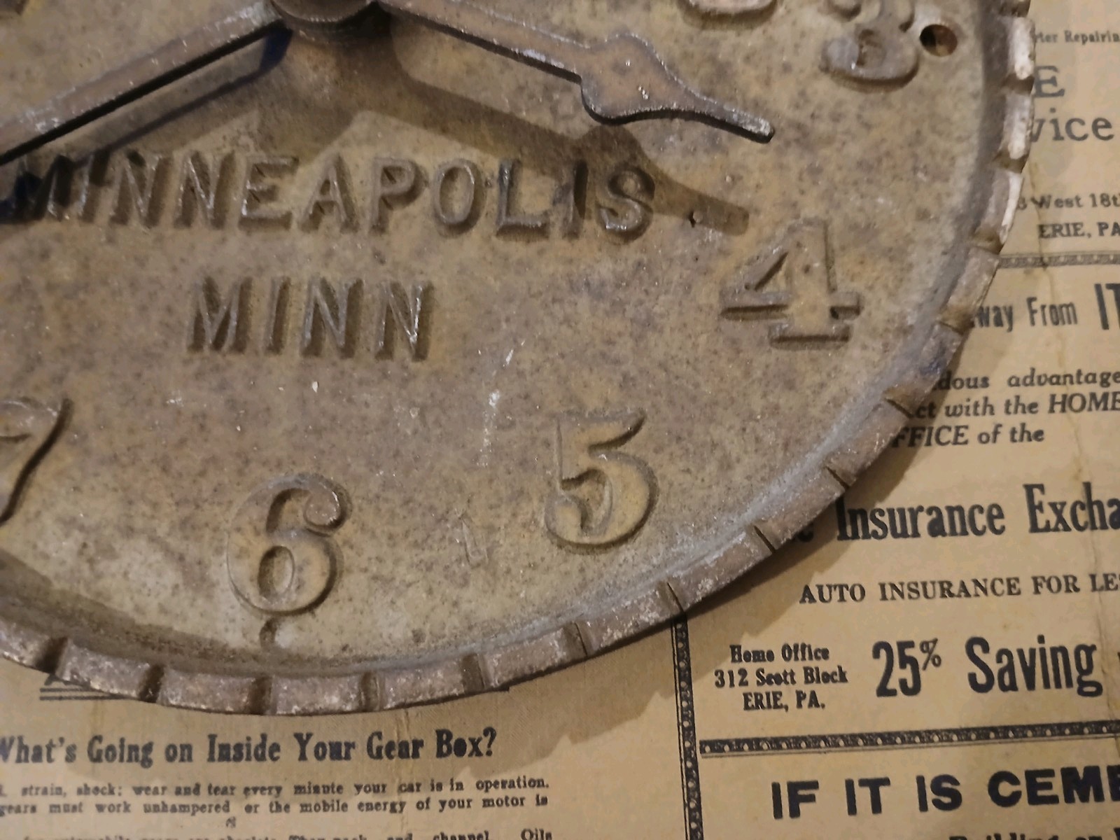 Antique Early Despatch Oven Clock Cast Iron Advertising Minneapolis Minnesota
