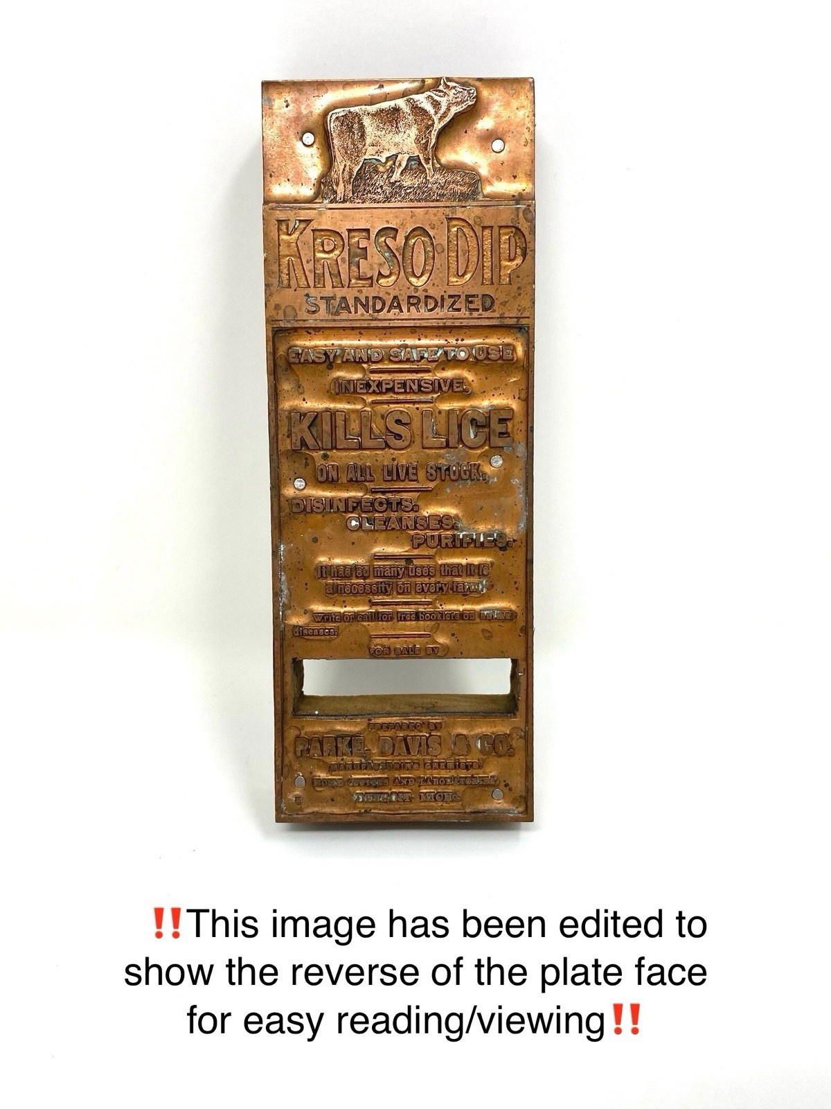 Kreso Dip Standardized Advertising Print Block With Copper Plate Vintage