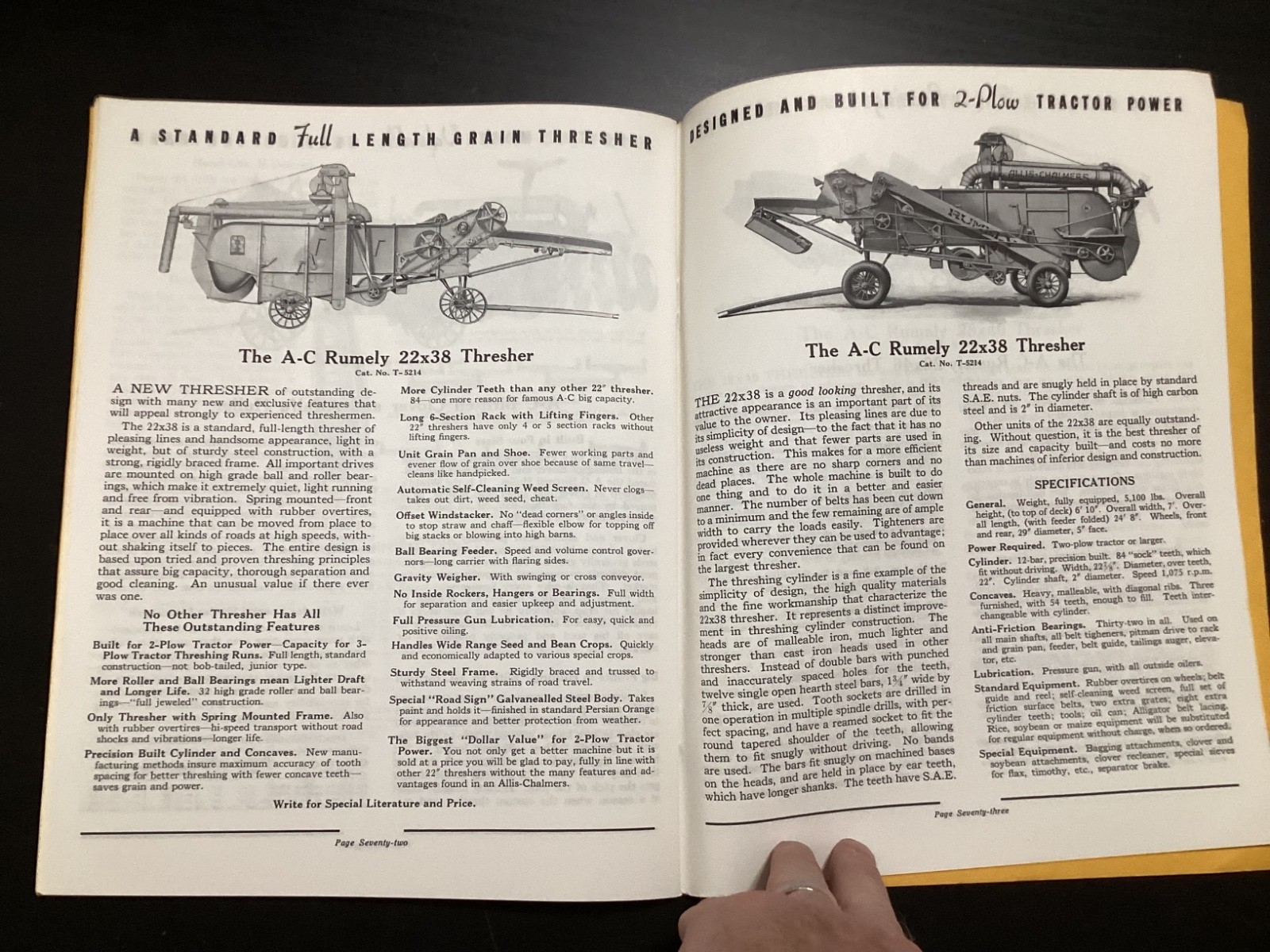 VINTAGE ALLIS CHALMERS #35 TRACTOR EQUIPMENT CATALOG BROCHURE