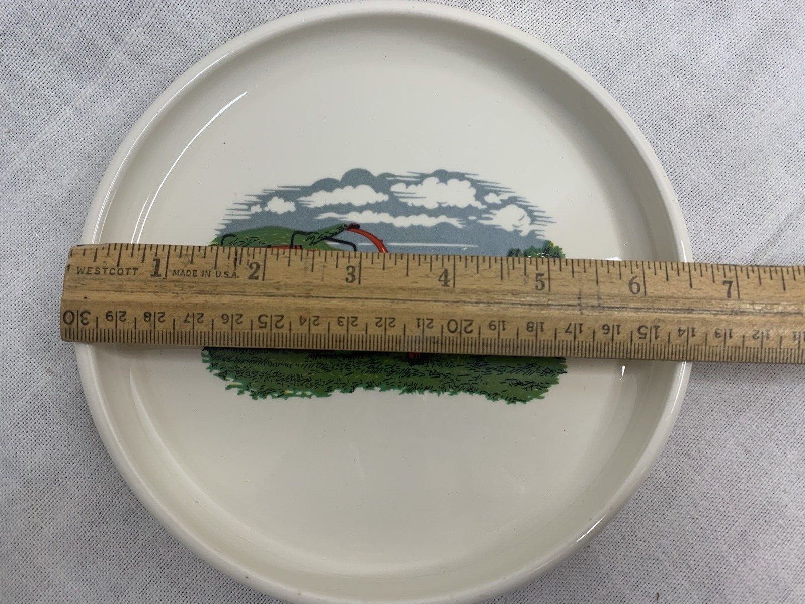 Gehl Dish 100 Anniversary Nuts Candy Ashtray 1959 White Ceramic Farm Scene