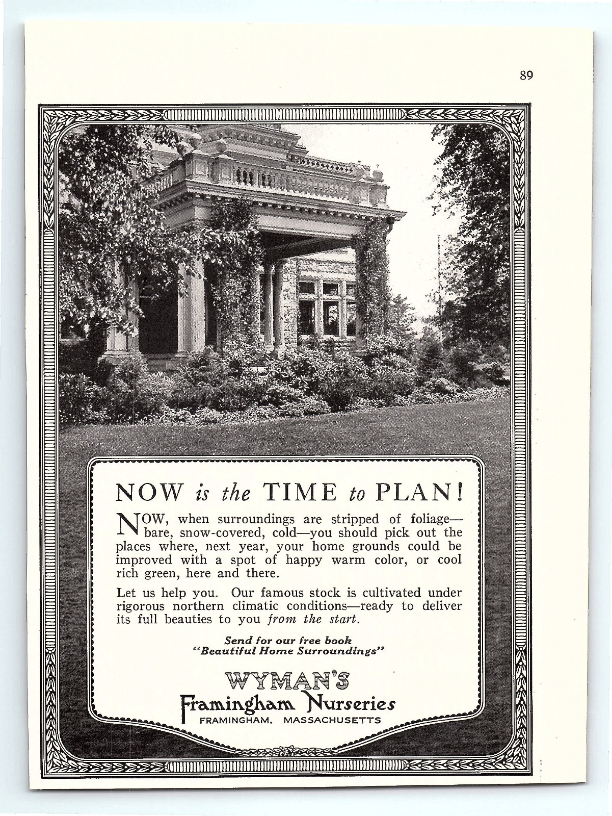 1921 Wyman&rsquo;s Framingham Nurseries MA Décor Ephemera Vintage 20&rsquo;s Print Ad