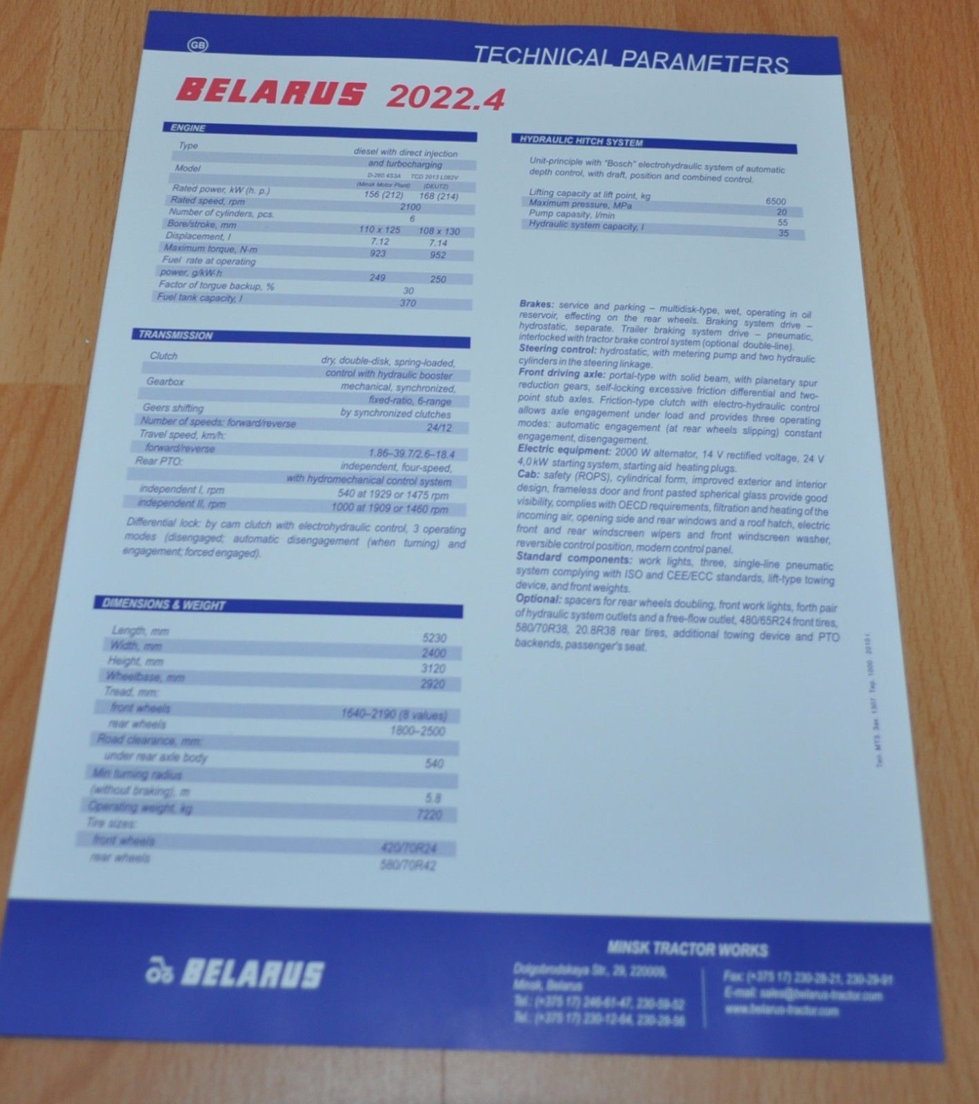 Belarus 2022.4 MTZ ENG Tractor Agriculture Brochure Prospekt