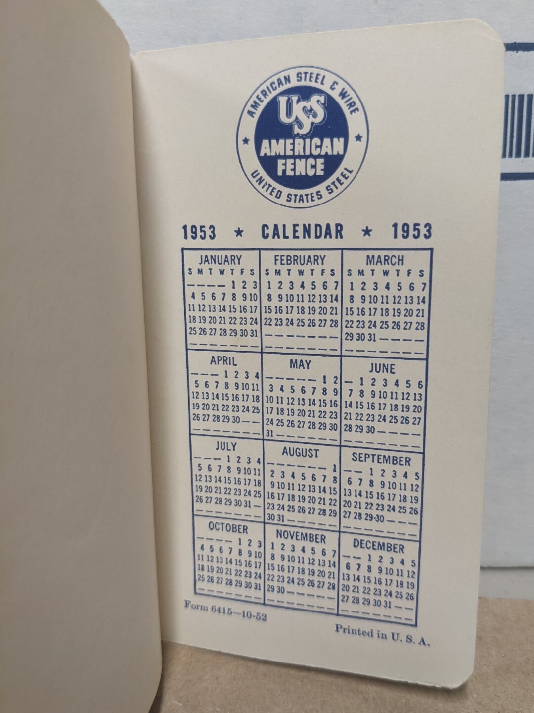 1953 USS American Fence Steel & Wire Pocket Notebook Green Bay Lumber Creston IA