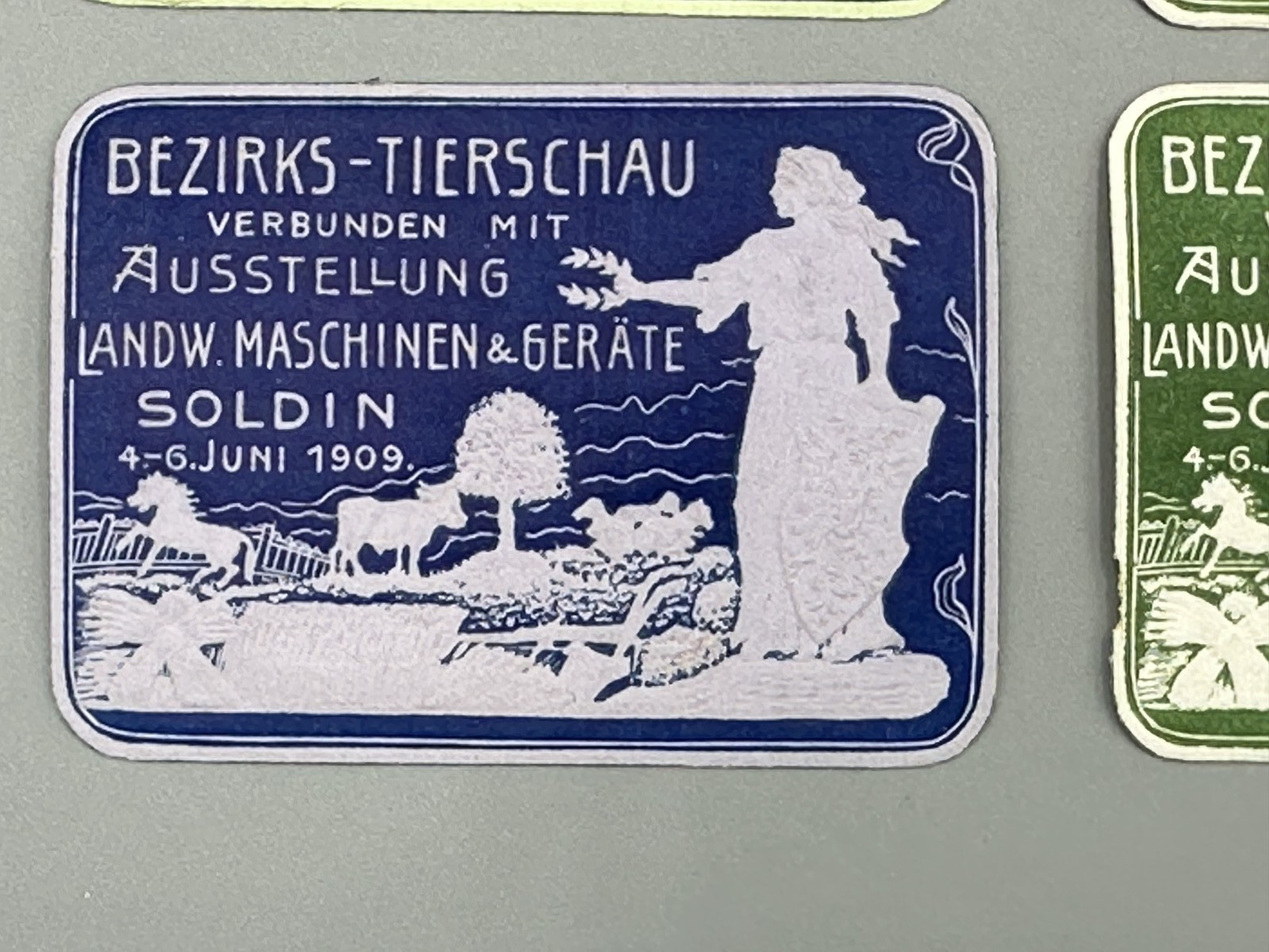 1909 SOLDIN Germany FARM EXPO Agricultural ANIMAL Advertising POSTER STAMP