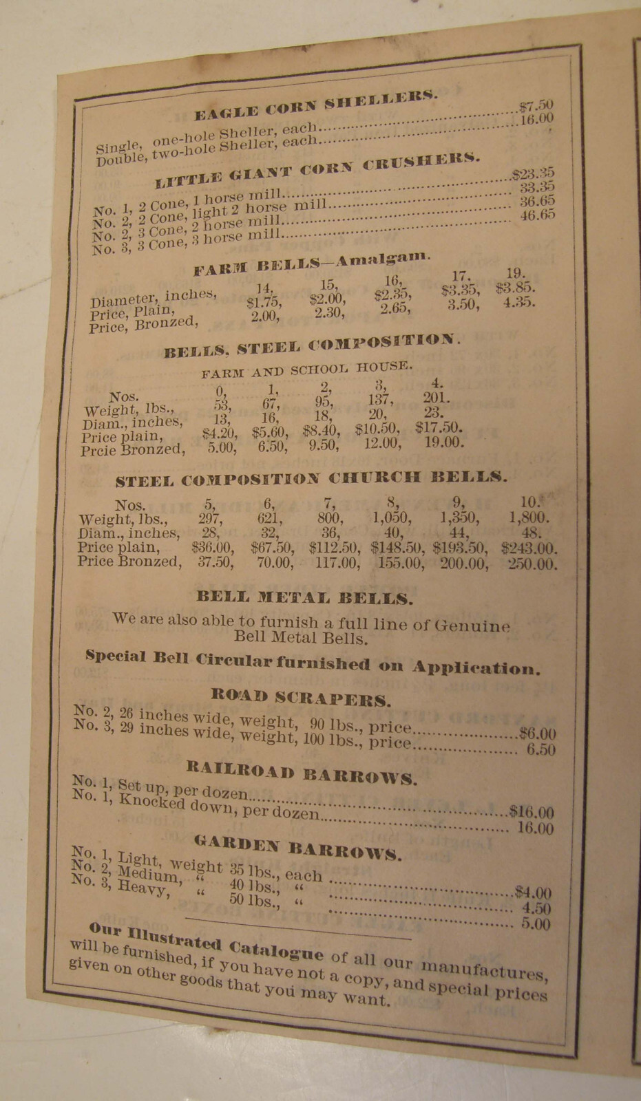 ANTIQUE 1878 AGRICULTURAL MACHINERY PRICE LIST JAMES HAVEN & CO CINCINNATI OH