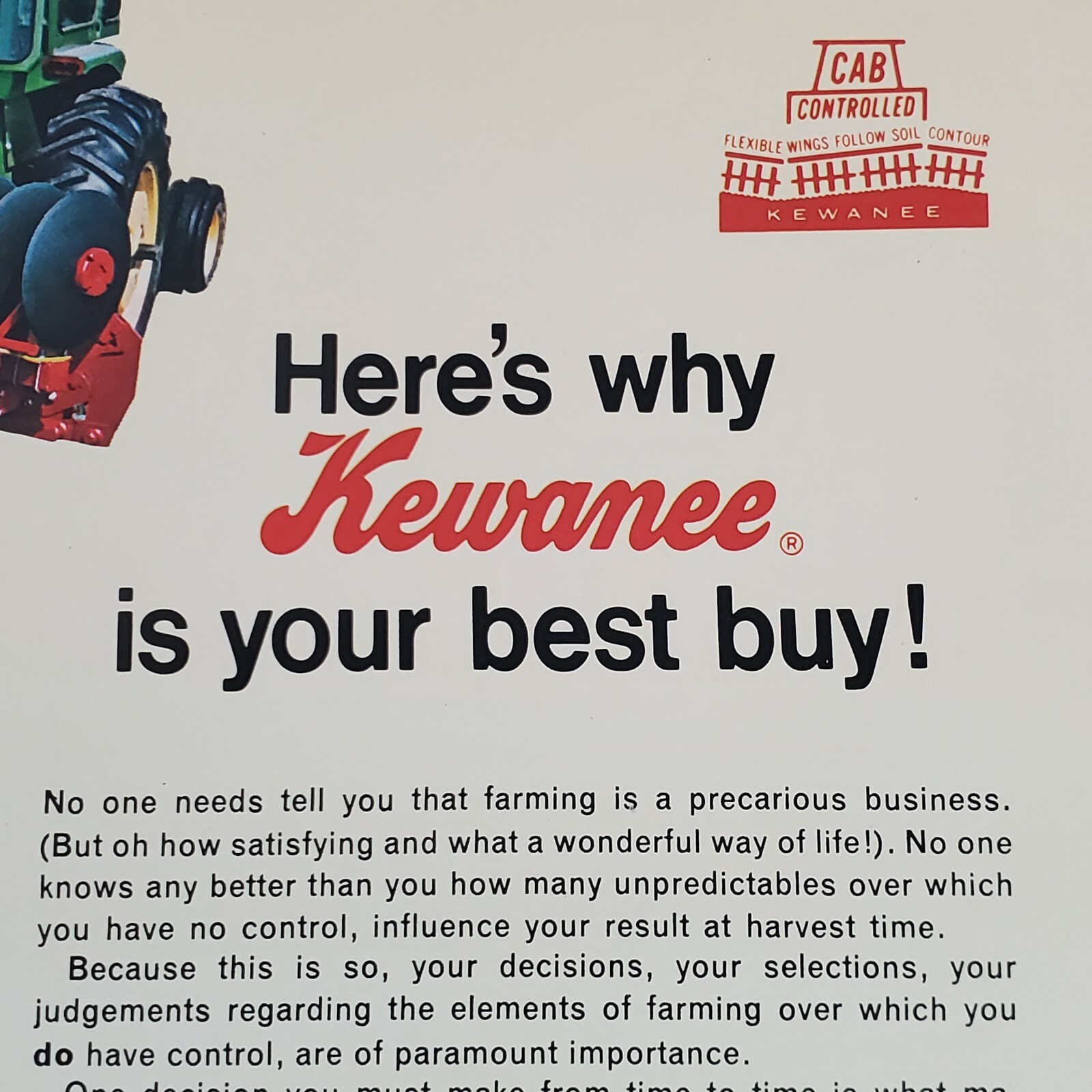 Original 1975 Ad Advertisement Kewanee Farm Tractor Equip Mulchers Cultivators