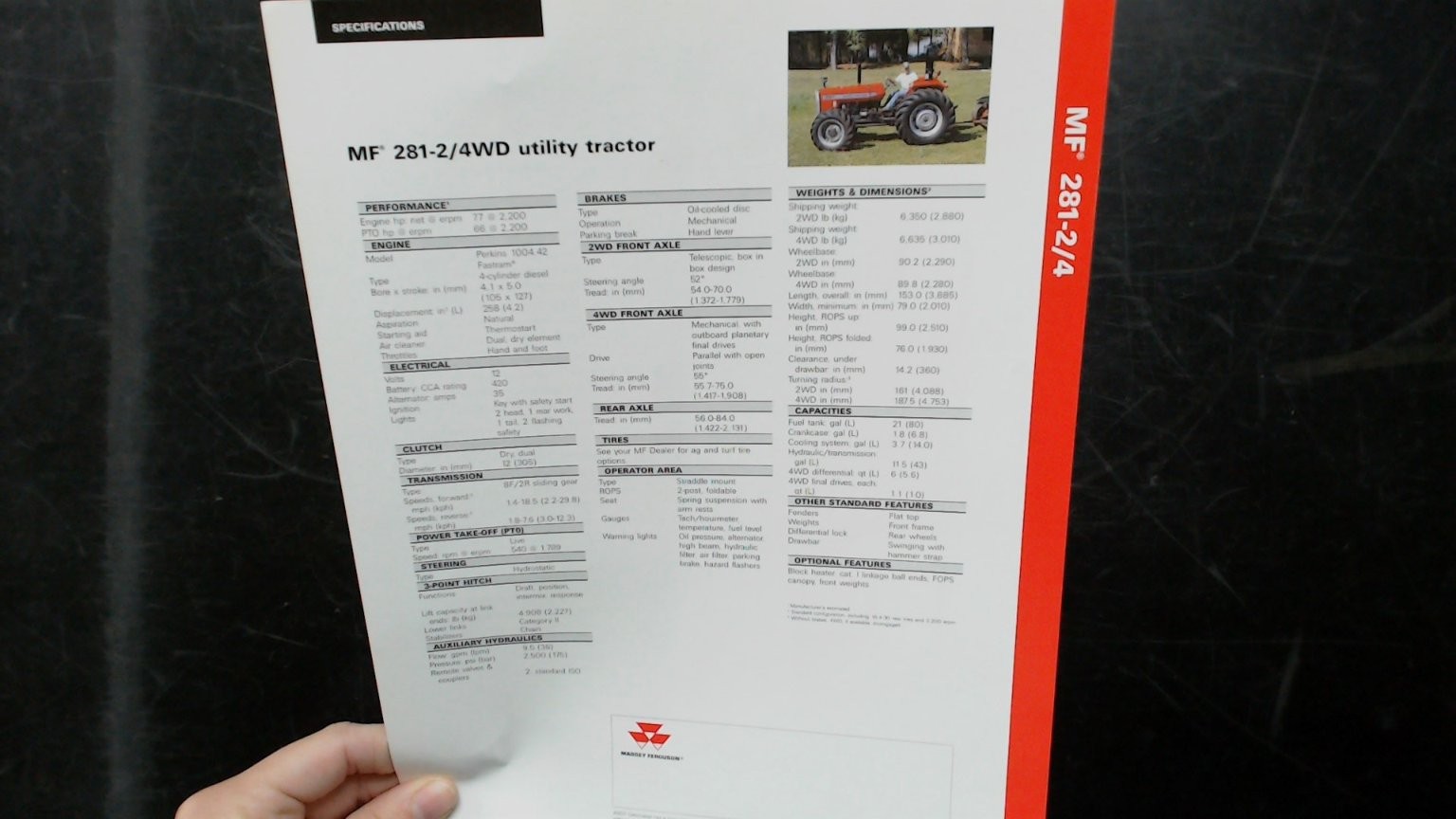 Massey Ferguson MF 281-2 4WD Tractor Vintage Brochure Red White