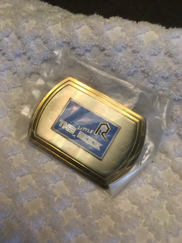 NEW The « Little » Rock Railroad Enamel COLLECTOR BELT BUCKLE~Blue/White Silver