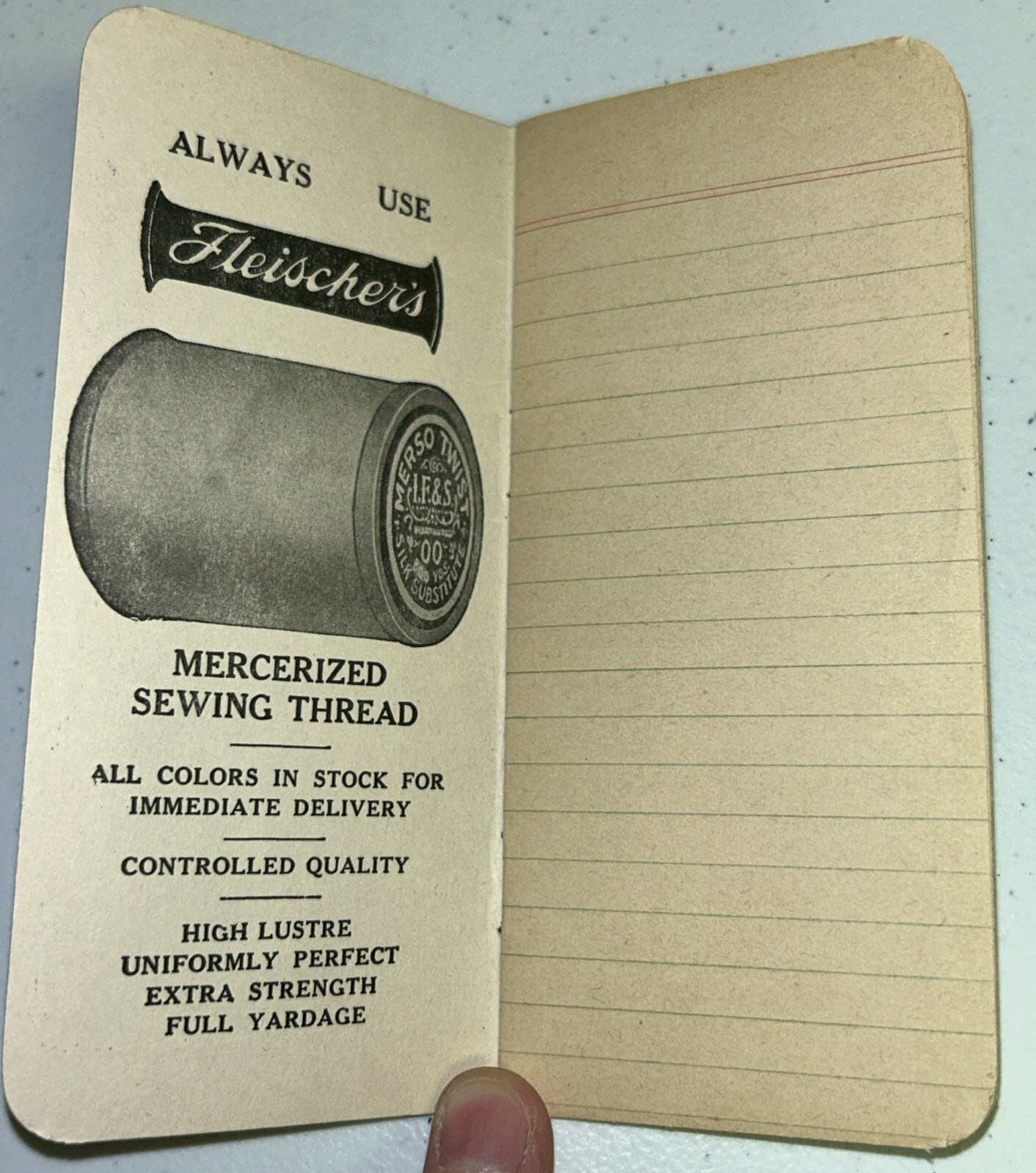 Vtg Fleischer’s Pocket Notebook Advertising Memo Unused Cincinnati Ohio USA ‘57