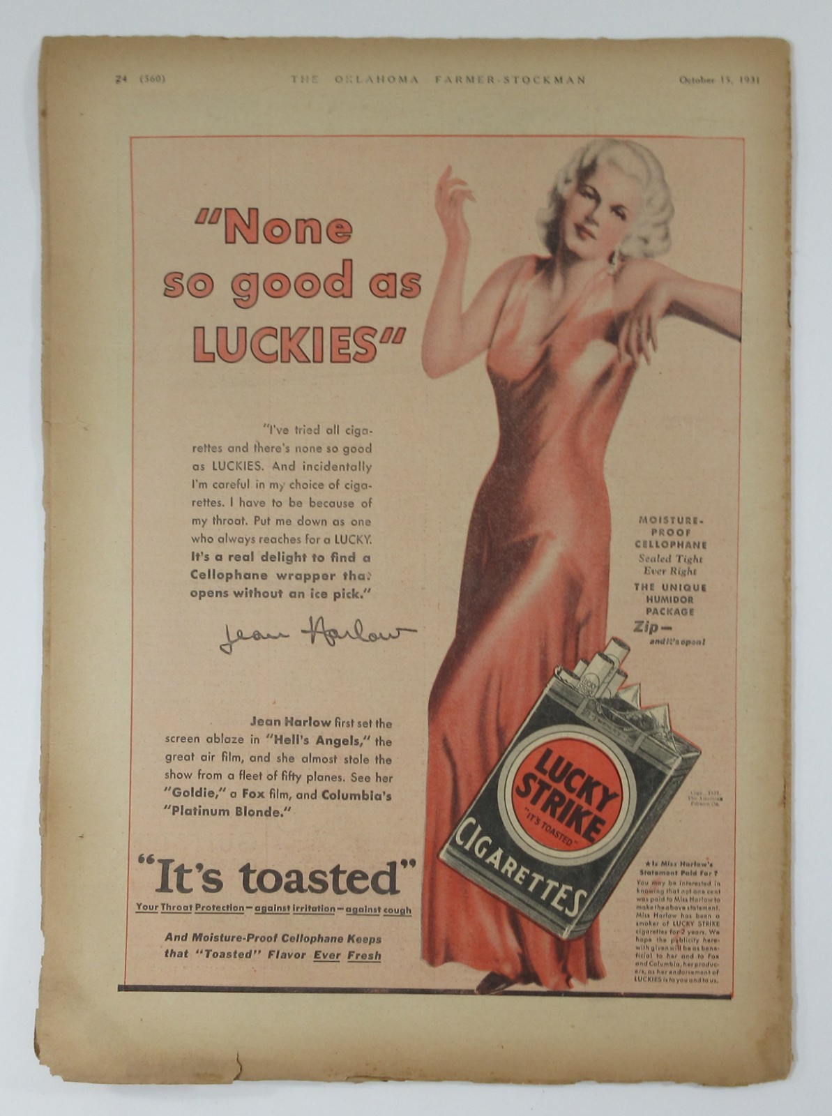Oklahoma Farmer Stockman Magazines Livestock Depression Jean Harlow Ads 1931-32